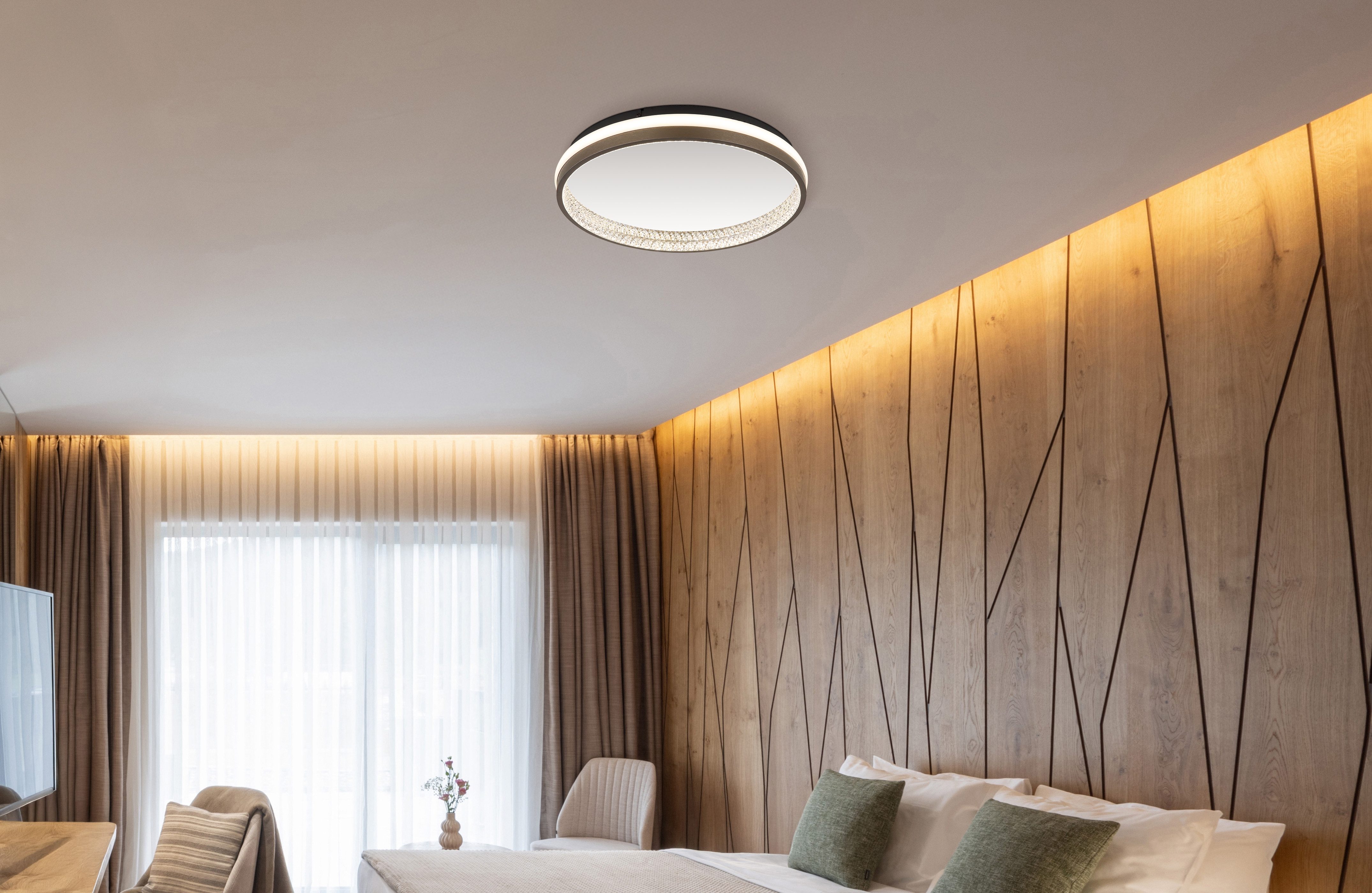 GLOBO LIGHTING Deckenleuchte DELLA, Memoryfunktion, Nachtlichtfunktion, LED fest integriert, warmweiß - kaltweiß, Deckenlampe Wohnzimmer-Leuchte Schlafzimmer-Leuchte Flur Küche