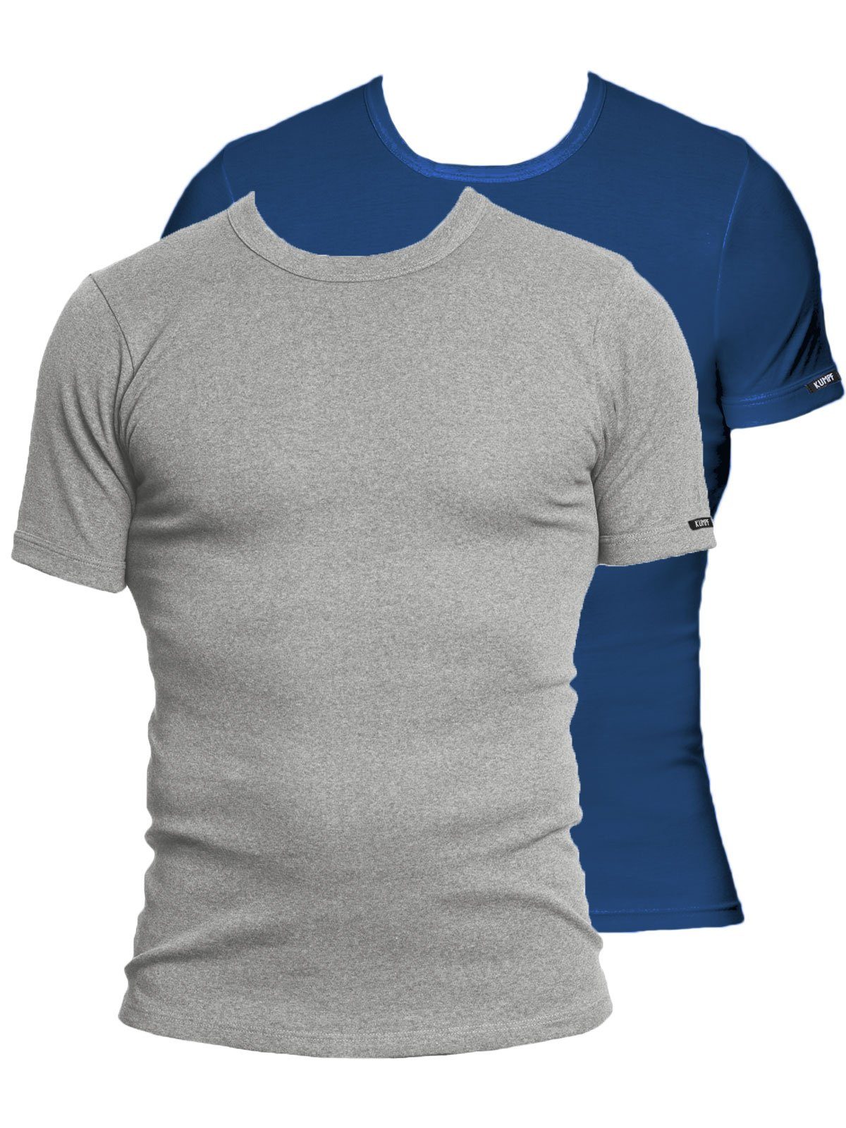 KUMPF Unterziehshirt 2er Sparpack Herren T-Shirt Bio Cotton (Spar-Set, 2-St) hohe Markenqualität darkblue stahlgrau-melange | Unterhemden