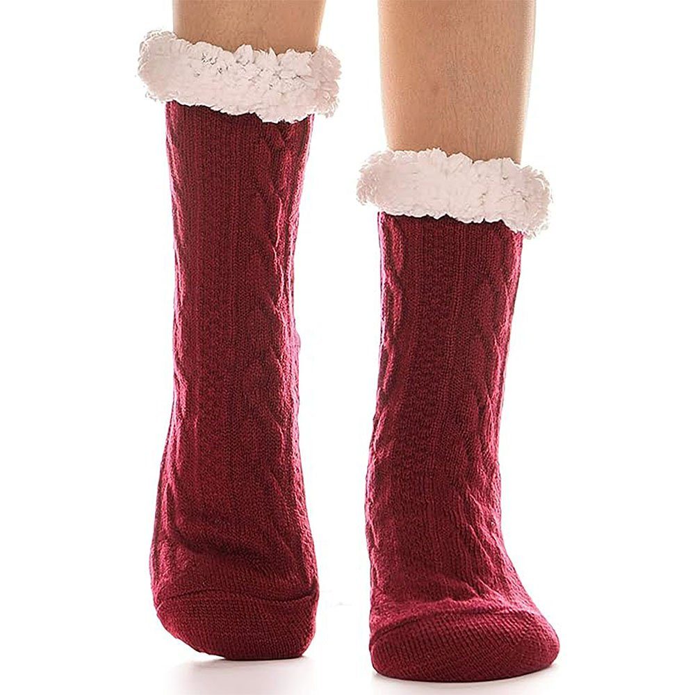 Damen Winter Warme Hausschuhe Rot Dicke Socken Socken CTGtree