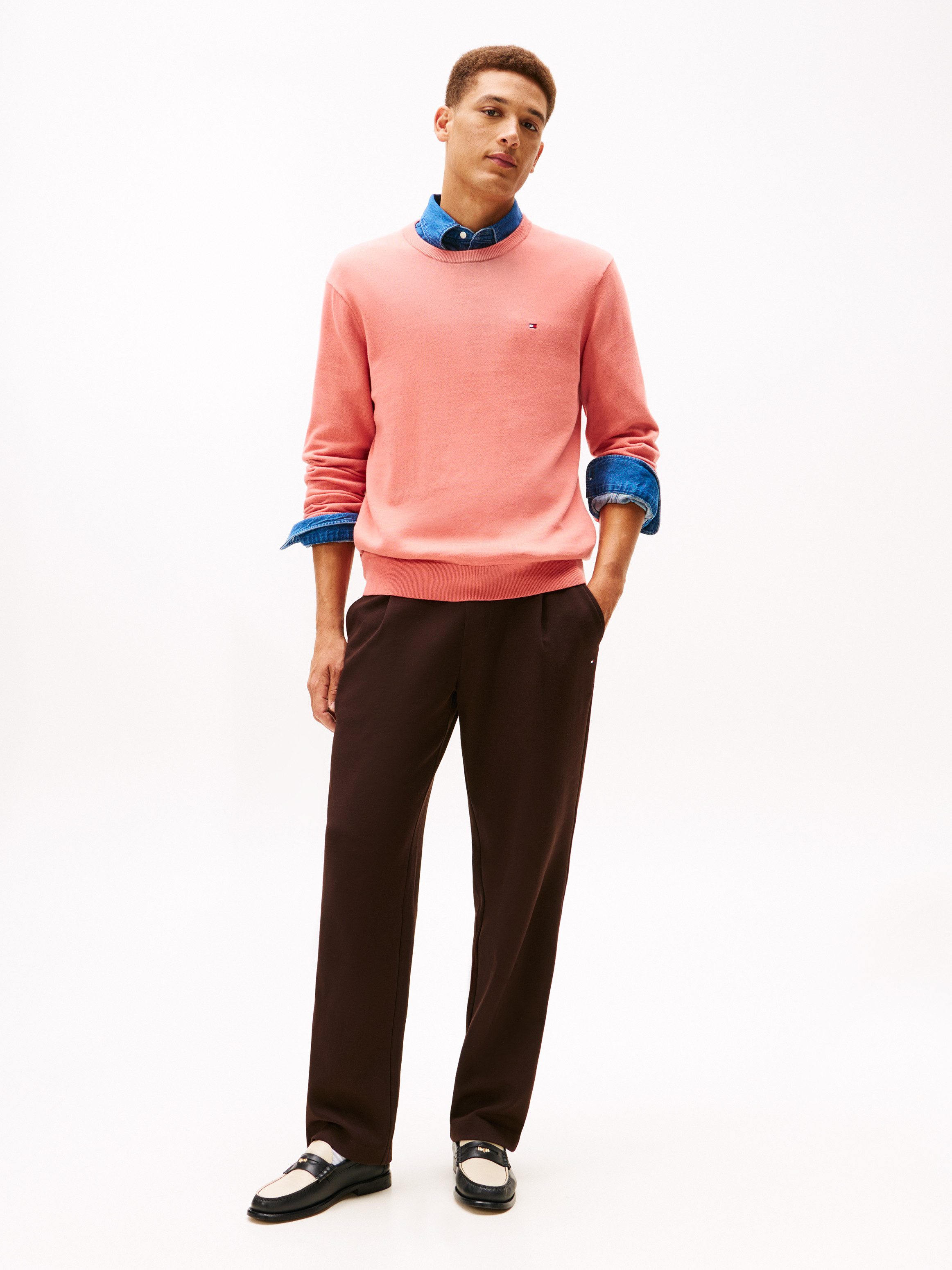 Tommy Hilfiger Rundhalspullover ESSENTIAL COTTON Crewneck Regular Fit Premium Mode
