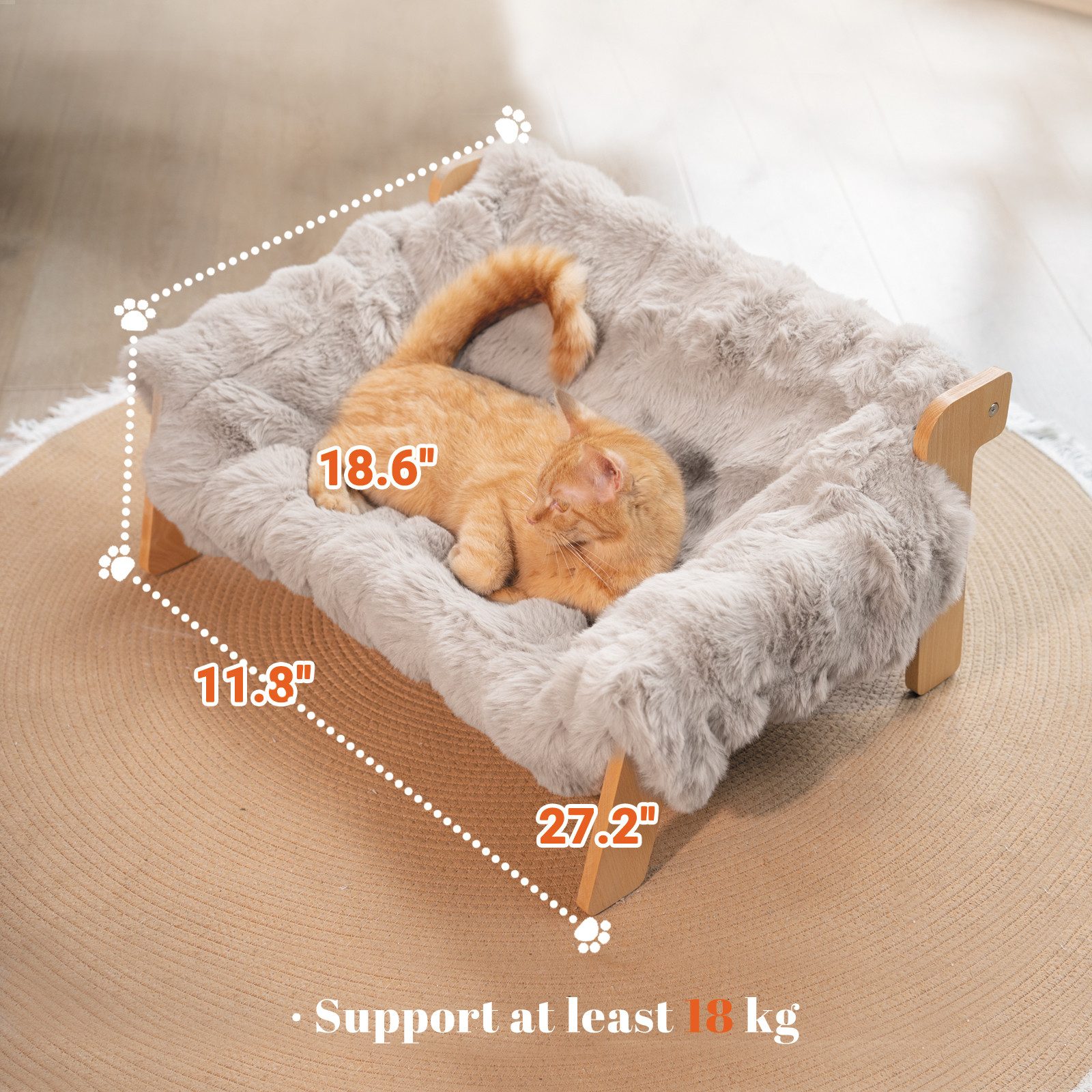 CheerPals Tierbett Erhöhtes Design aus stabilem Buchenholz für optimalen Liegekomfort, Polyesterfaser – Bild 2 von 5