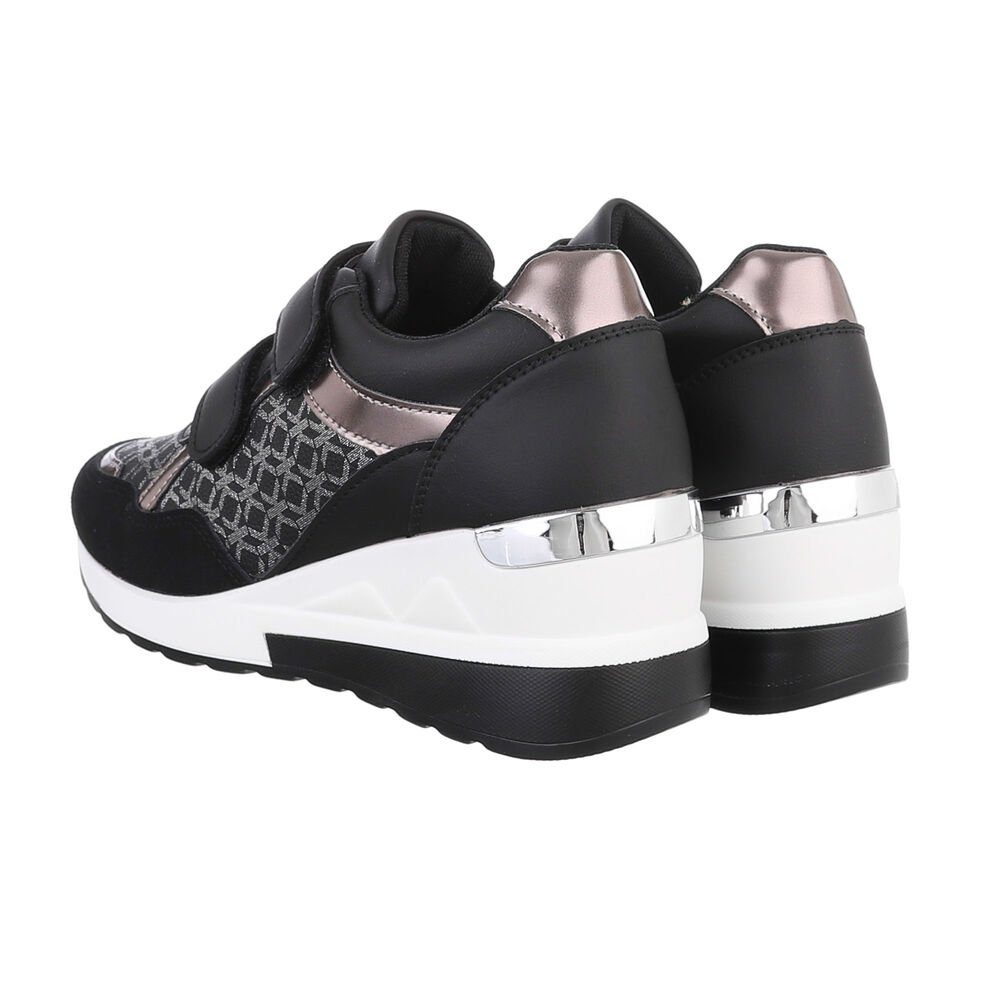 Ital-Design Damen Low-Top Freizeit Sneaker (85698453) Keilabsatz/Wedge Sneakers Low in Schwarz