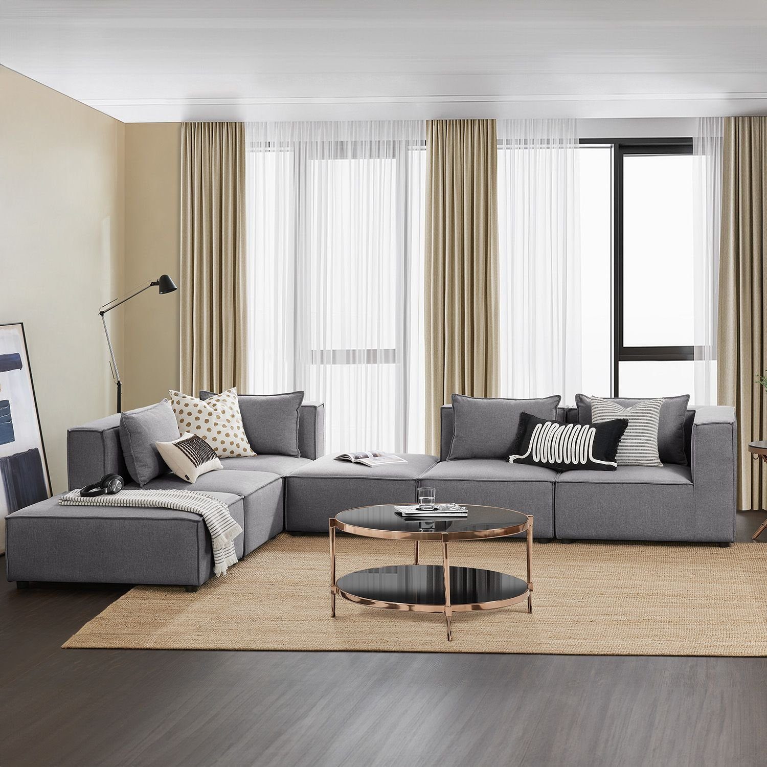 Juskys Sofa Domas, Ottomane zum Füße günstig online kaufen