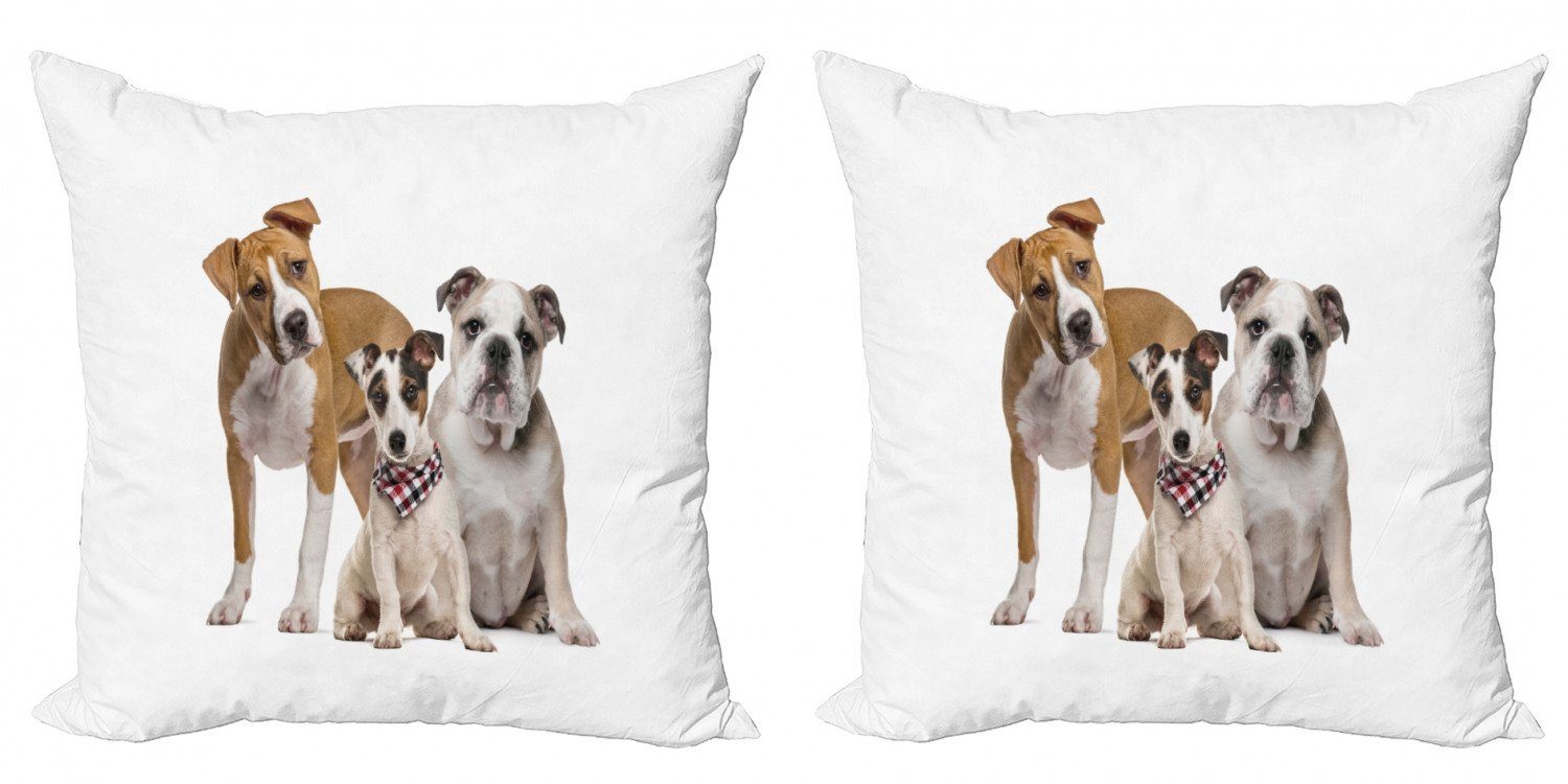 Kissenbezüge Modern Accent Doppelseitiger Digitaldruck, Abakuhaus (2 Stück), Hündchen Lustige verschiedene Rassen von Hunden