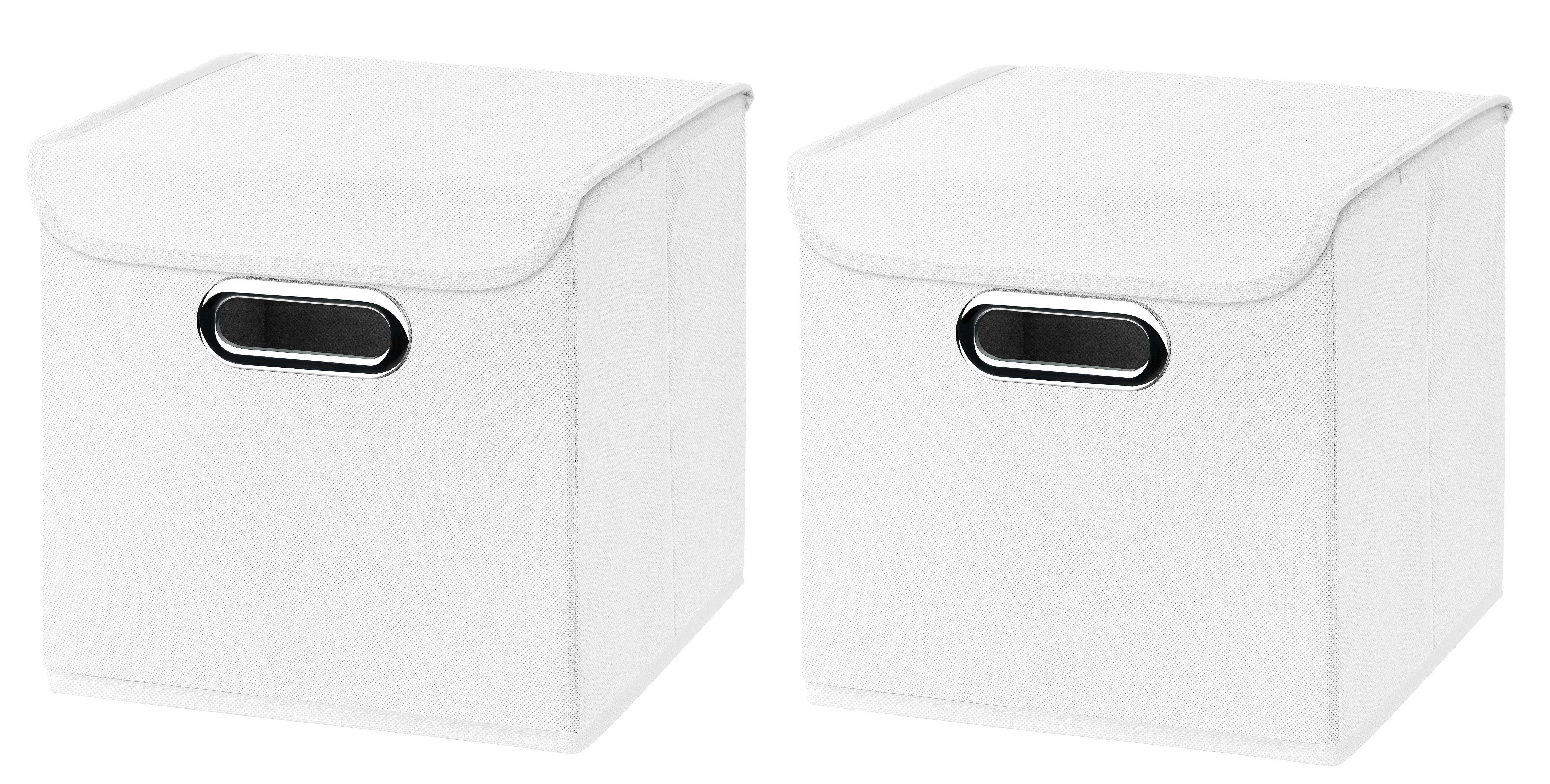 StickandShine Faltbox 2er Set mit Deckel 25x25 cm – Hellgrau, Schwarz, Weiß, Türkis, Creme