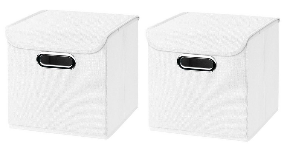StickandShine Faltbox 2 Stück Faltboxen 25 x 25 x 25 cm Stoffboxen faltbar  mit Deckel in verschiedenen Farben (2er SET 25x25x25) 25cm