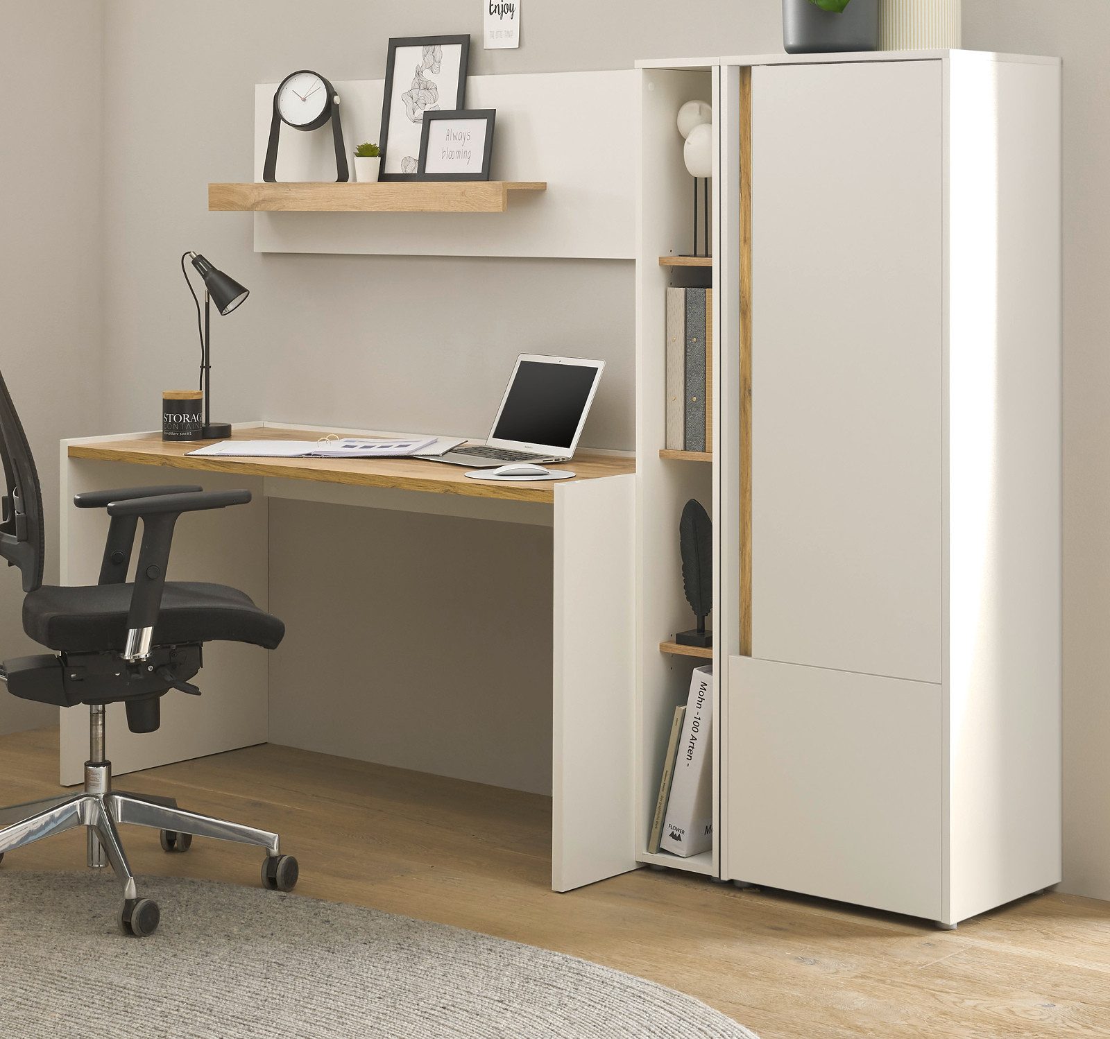 Furn.Design Büromöbel-Set Center, (Komplett-Set mt Schreibtisch und Schrank, 4-teilig, 210 x 158 cm), mit viel Stauraum