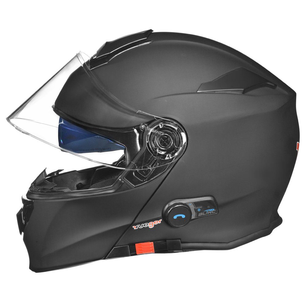rueger-helmets Motorradhelm RS-983 Bluetooth Klapphelm Motorradhelm Conzept Motorrad Modular Helm ruegerRS-983 COM MattSchw XS