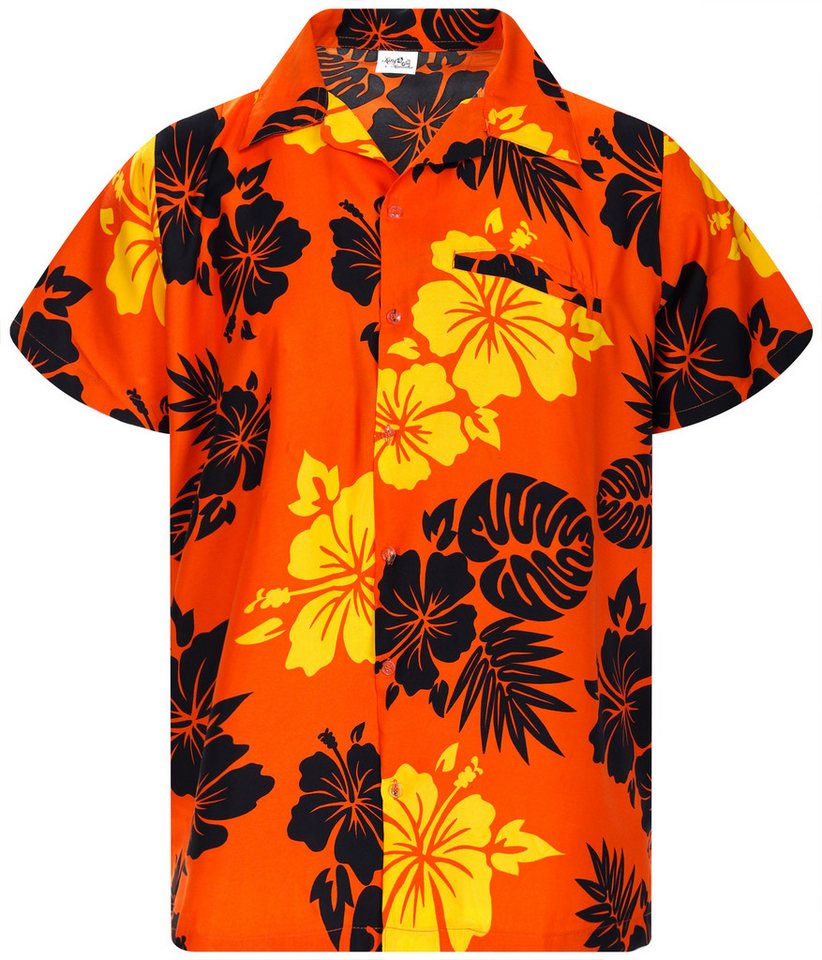 King Kameha Hawaiihemd "Mono Hibiscus" Funky Hawaii-Hemd Herren Kurzarm Front-Tasche Stylish