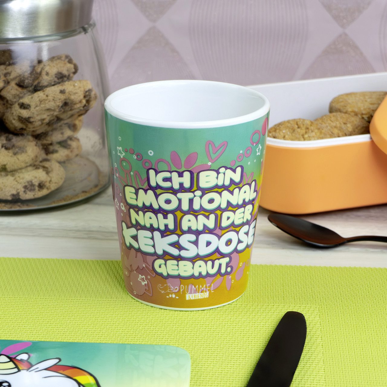 Geda Labels GmbH Tasse Pummeleinhorn Keksdose, 1-tlg., Keramik, Rosa, 280ml, stapelbar