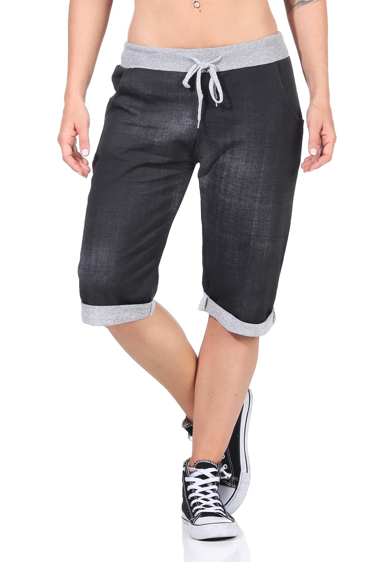 Jogg-Bermudas Bermuda Damen Hose Kurze Jogpants leichte Shorts