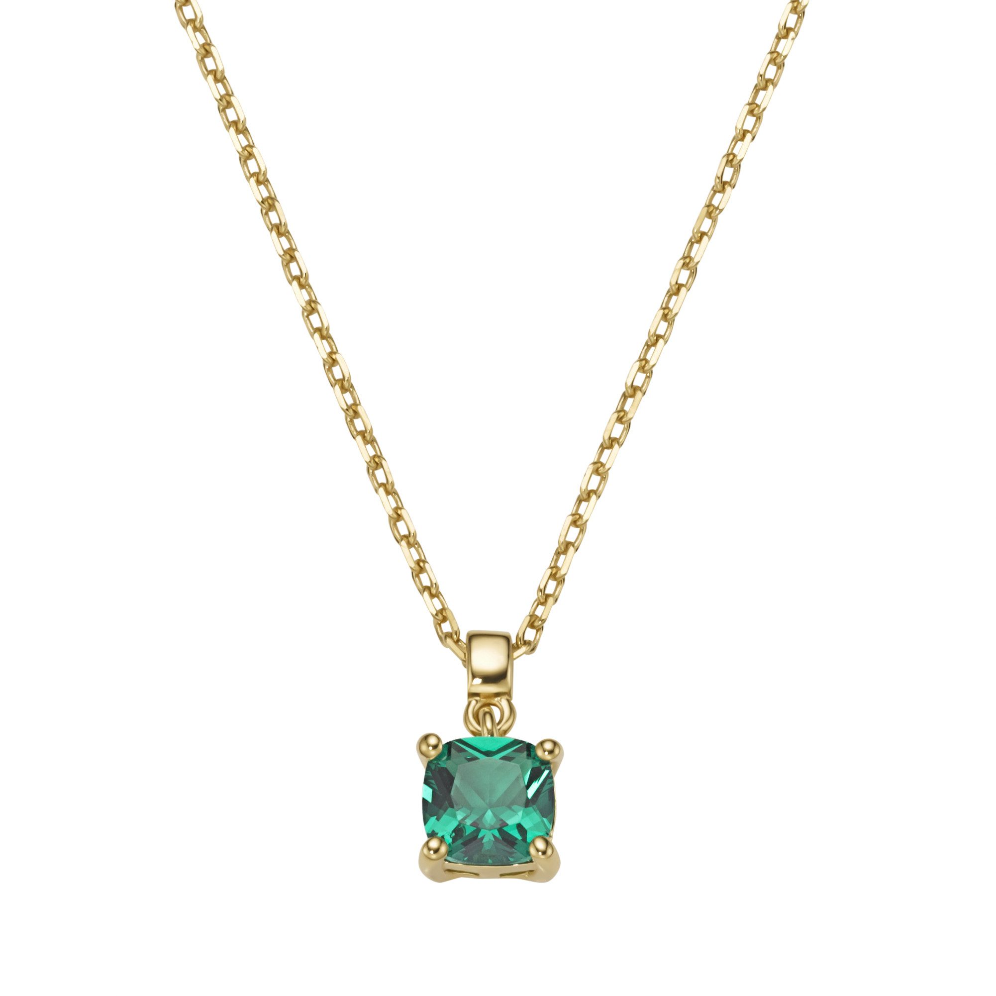 Smart Jewel Kette mit Anhänger Anhänger mit grünem Zirkonia, vergoldet, Silber 925