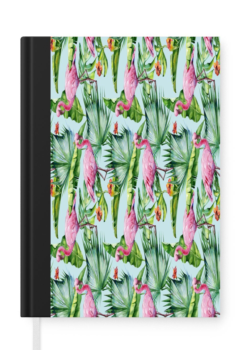 MuchoWow Notizbuch Blumen - Hibiskus - Flamingo - Rosa, Journal, Merkzettel, Tagebuch, Notizheft, A5, 98 Seiten, Haushaltsbuch