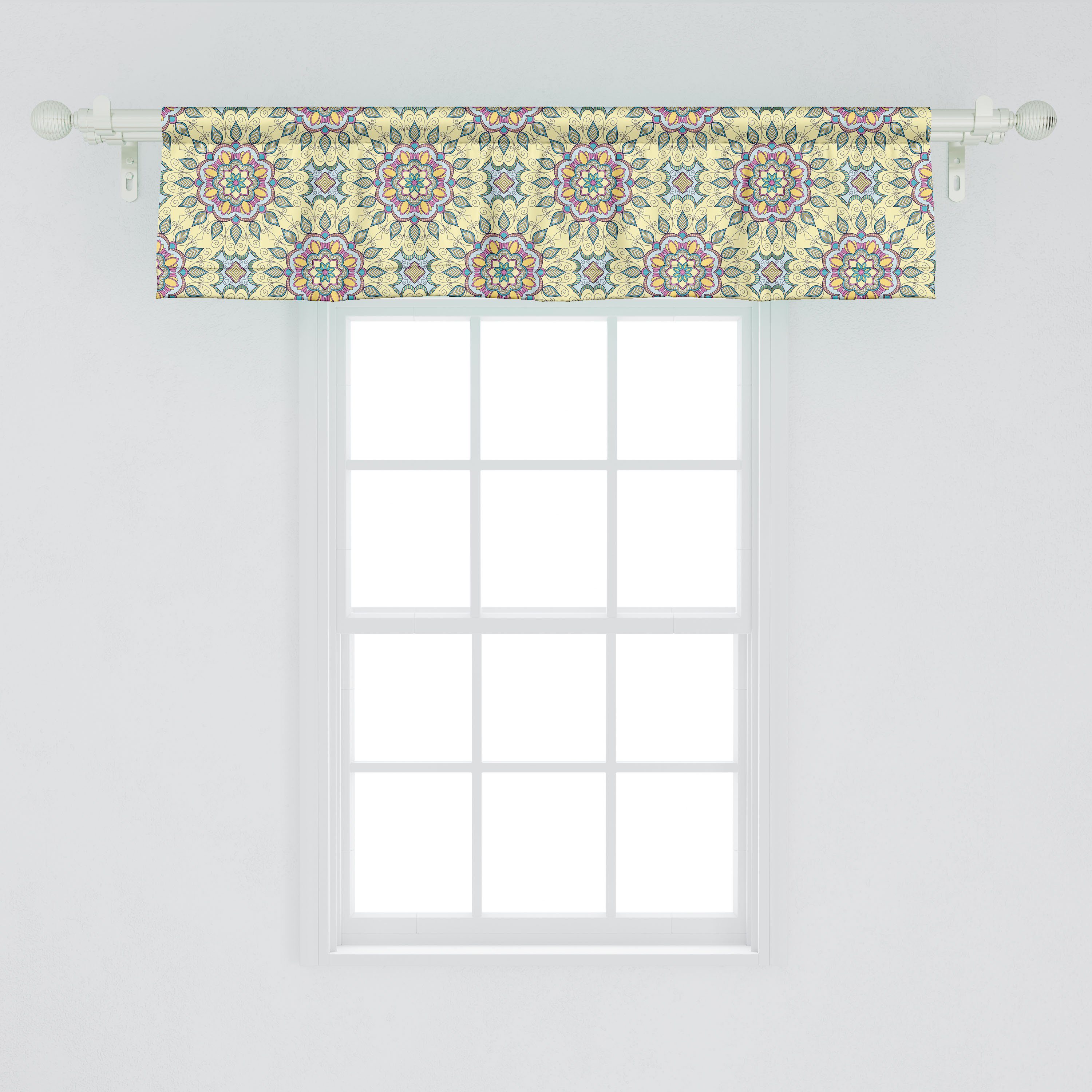Schlafzimmer Abakuhaus, Abstrakt Microfaser, mit Dekor Küche Volant Stangentasche, Oriental für Vorhang Scheibengardine Mandala-Muster