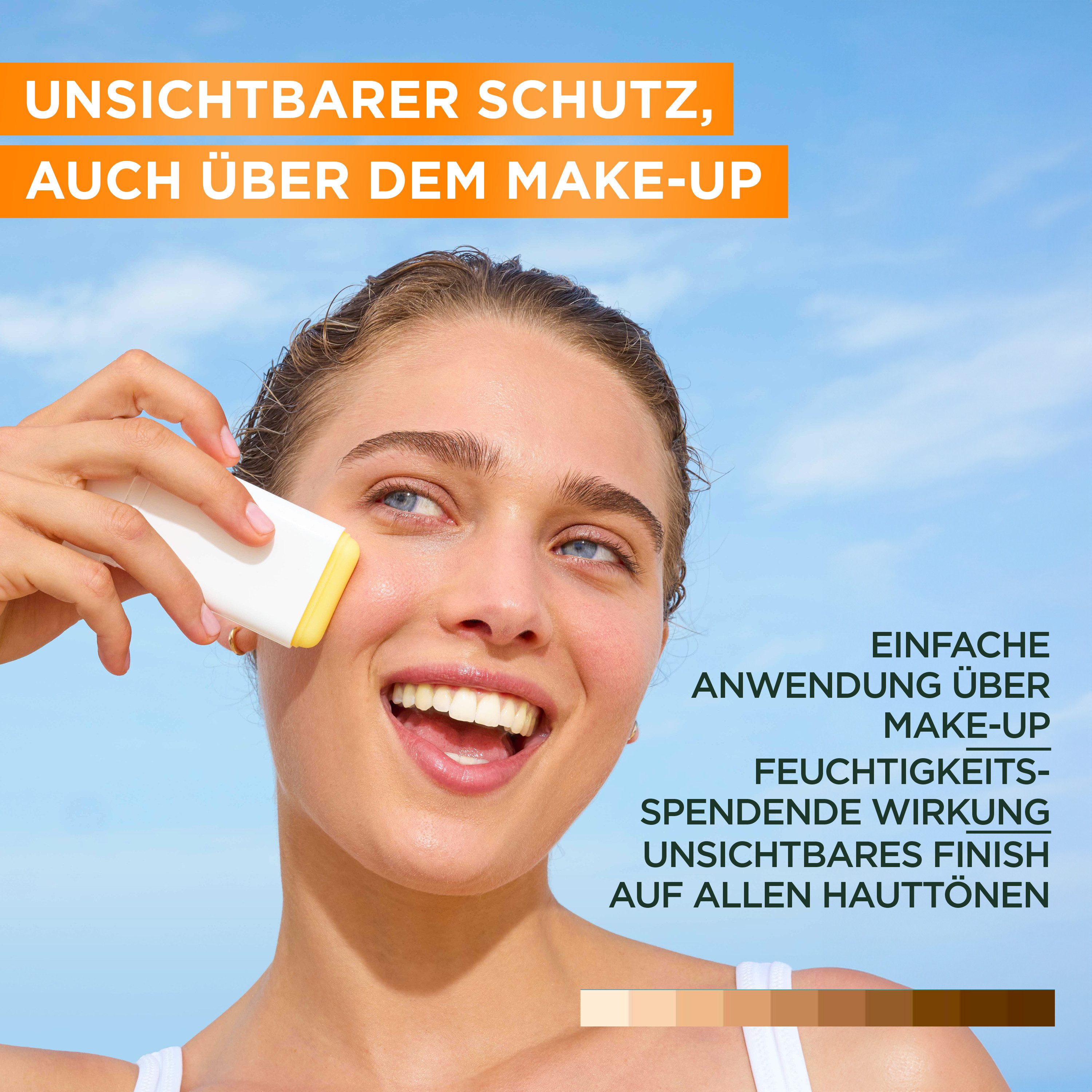 GARNIER Sonnenschutzstift AMBRE SOLAIRE SUPER UV SUNSTICK LSF 50+, für das Gesicht, mit Sheabutter, unsichtbares Finish, fettet nicht – Bild 5 von 5