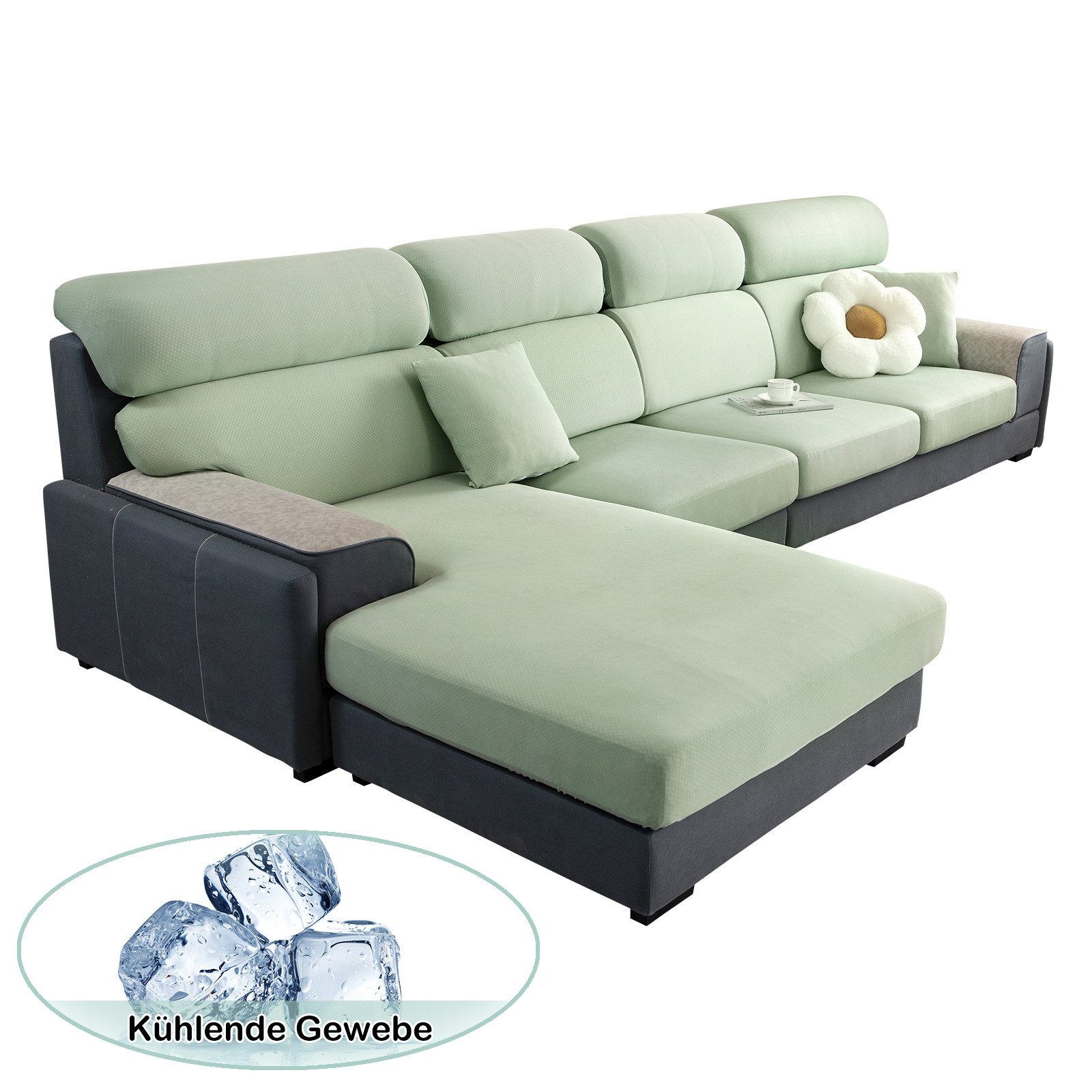 BTTO Sofabezug Kissenbezug Elastische Couchbezug Stretch Sofahusse L Form Sofabezug, mit Elastisches Band