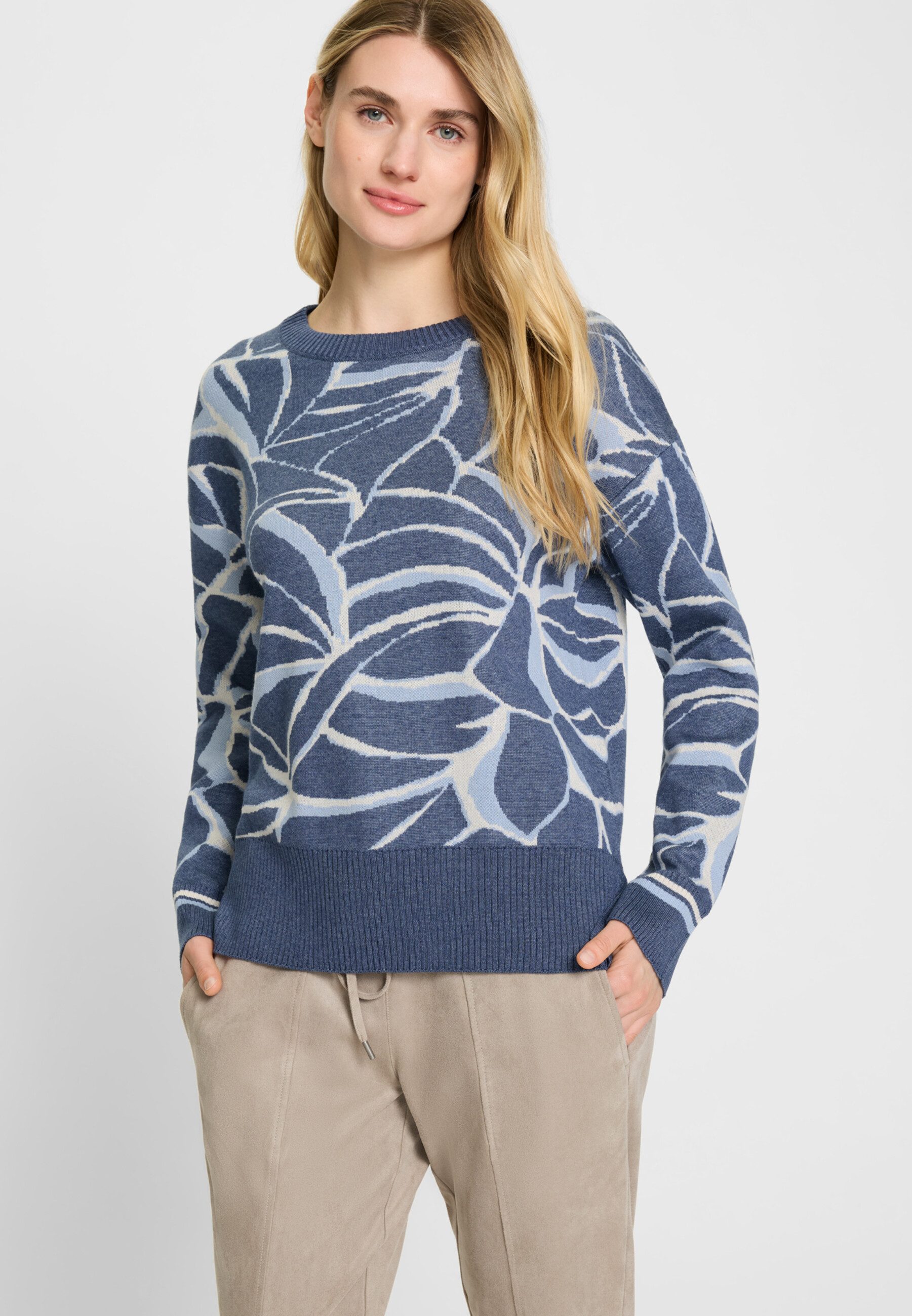 Olsen Strickpullover mit modernem Rundhalsausschnitt