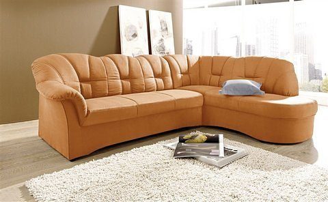 DOMO collection Ecksofa Papenburg, zeitlose Rückensteppung, elegante Armlehne, L-Form, mit Ottomane, wahlweise mit Bettfunktion