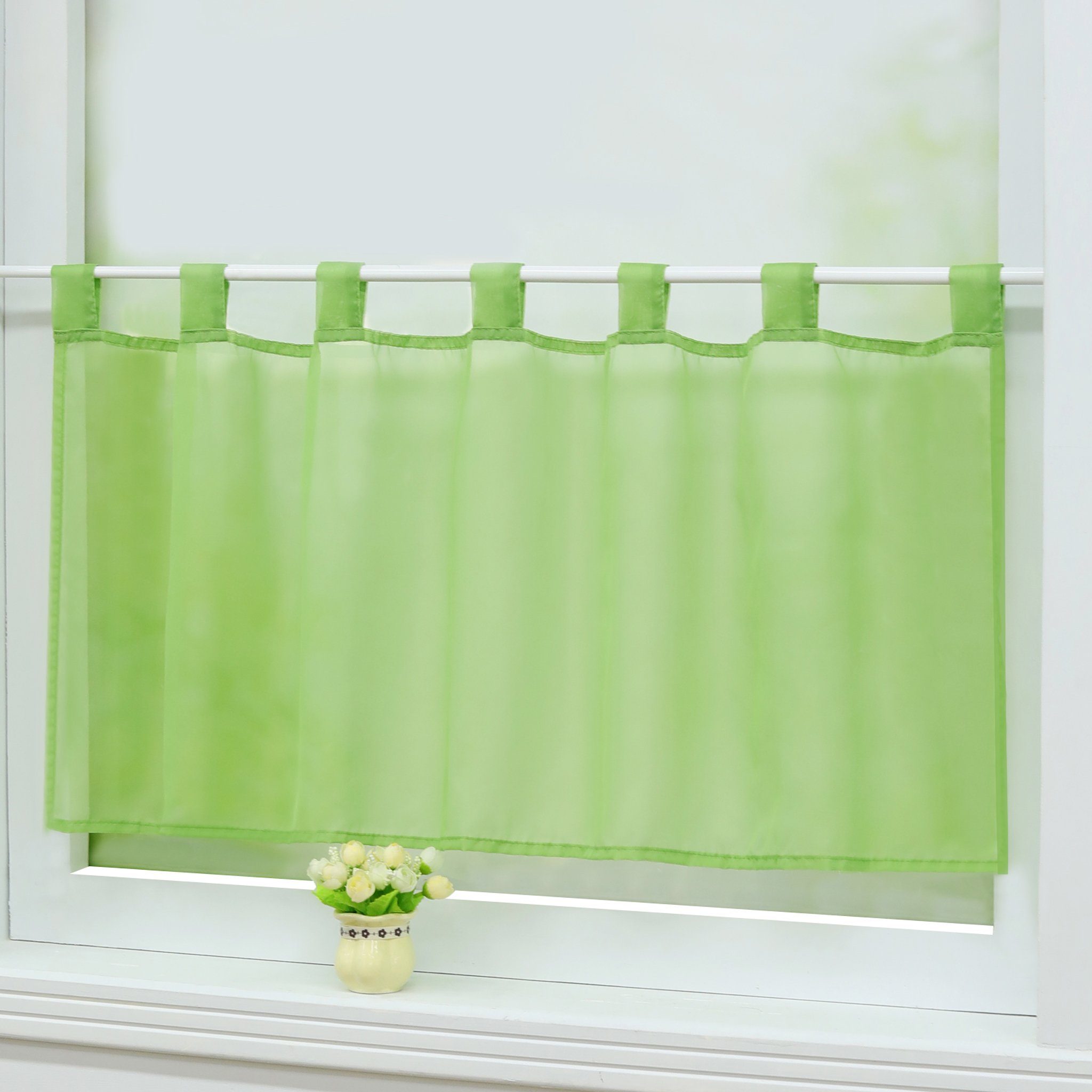 Scheibengardine Eva, Delien, Schlaufen, Voile Uni Kurzstore Küche