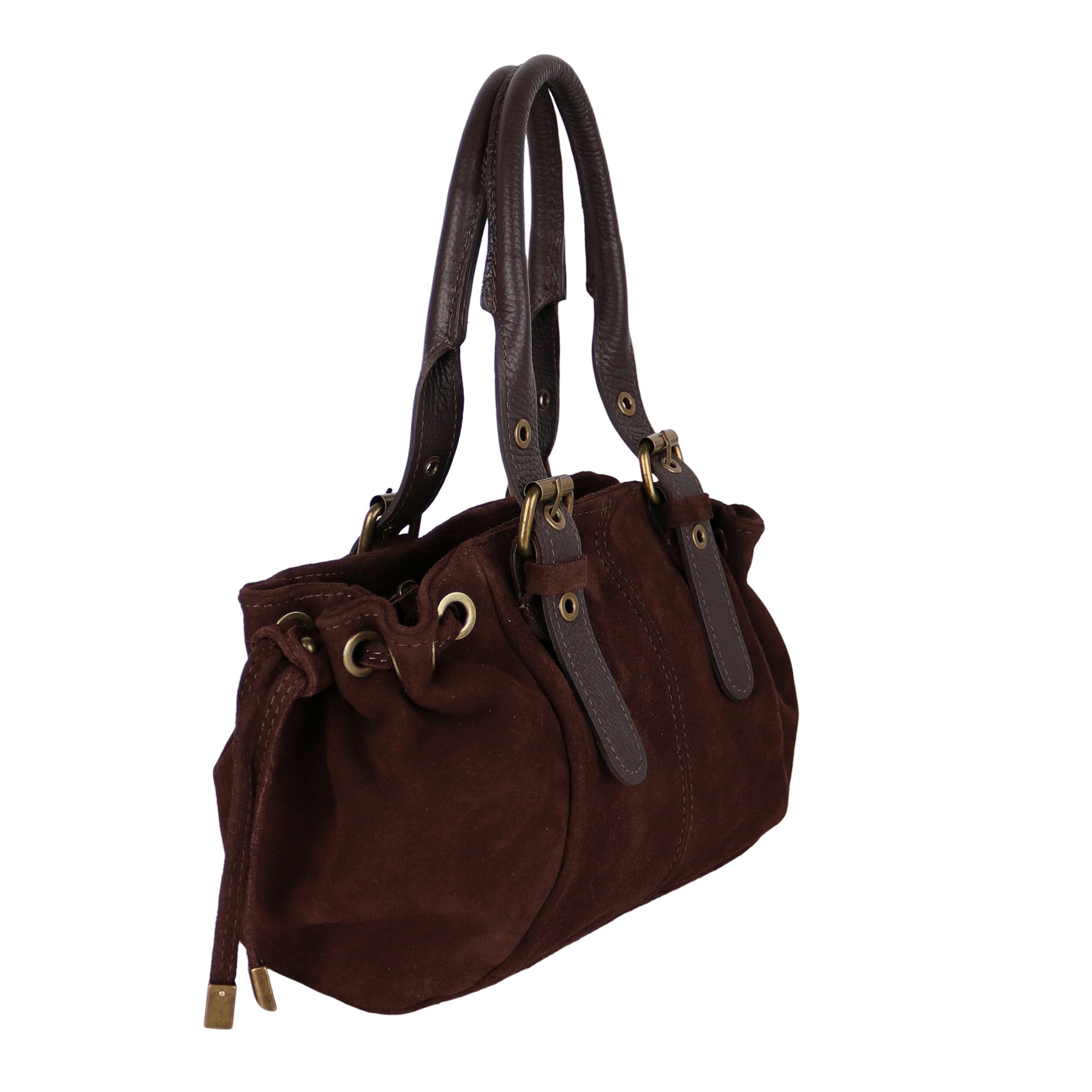 MIRROSI Umhängetasche Damen Wildleder Handtasche – Made in Italy, ca.28 x 18 x 11 cm, Schultertasche Umhängetasche mit langem Riemen – Bild 3 von 5