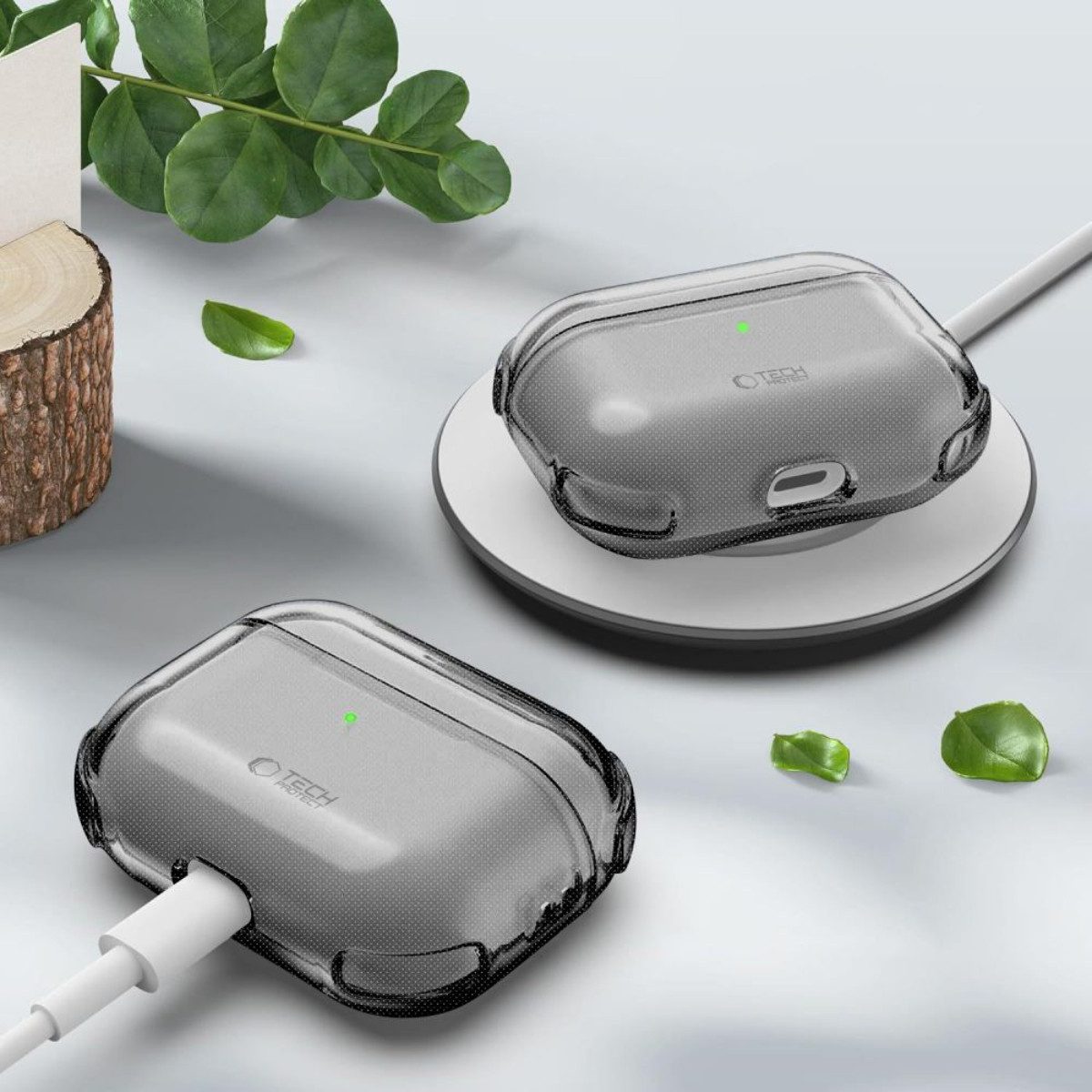 TECH PROTECT Kopfhörer-Schutzhülle Boucne für AirPods Pro 3, Ultradünne Schutzhülle mit Stoßschutz und Schlüsselanhänger – Bild 4 von 5