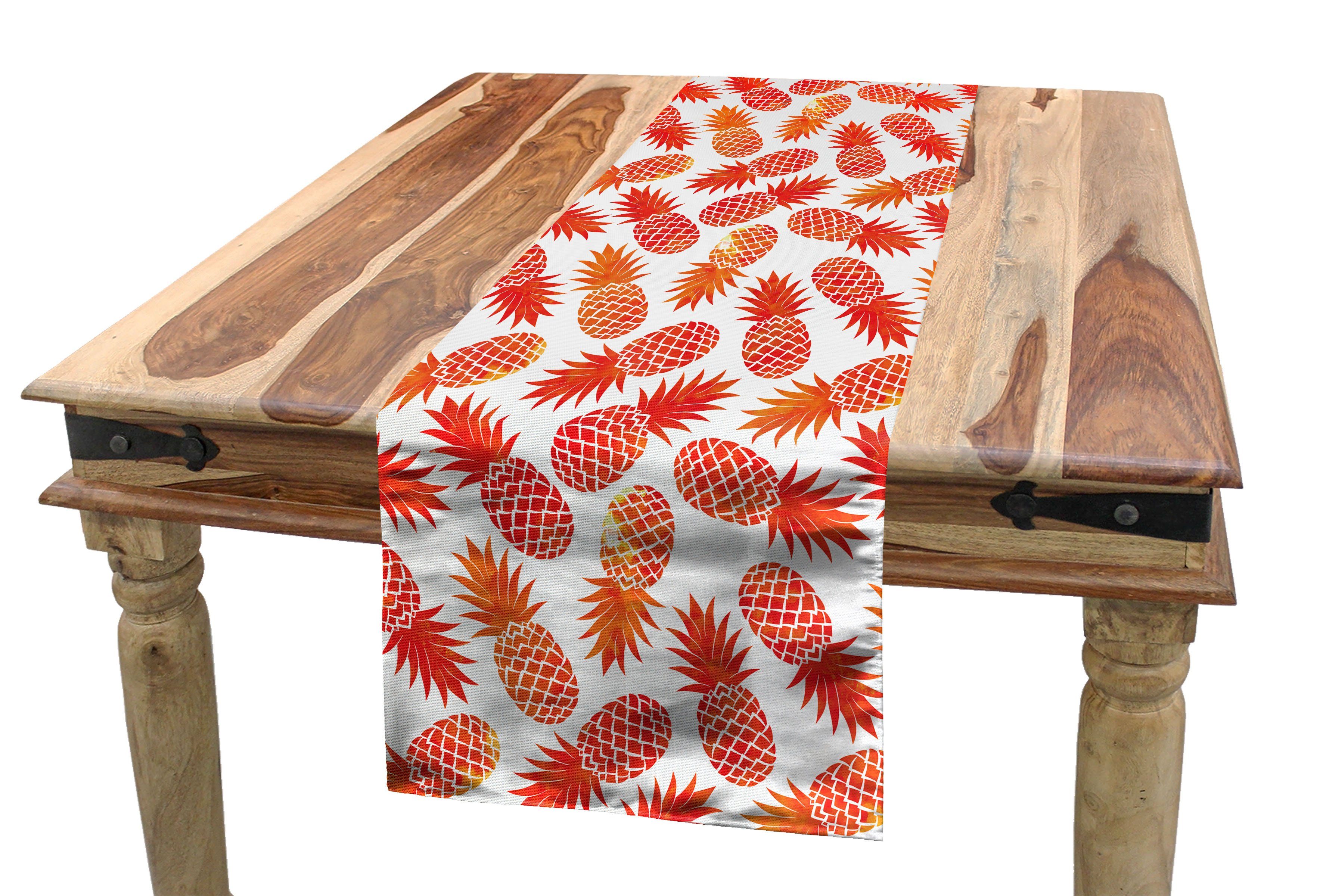 Orange Tischläufer Tischläufer, Esszimmer Rechteckiger Küche tropische Vintage Dekorativer Abakuhaus Exotic
