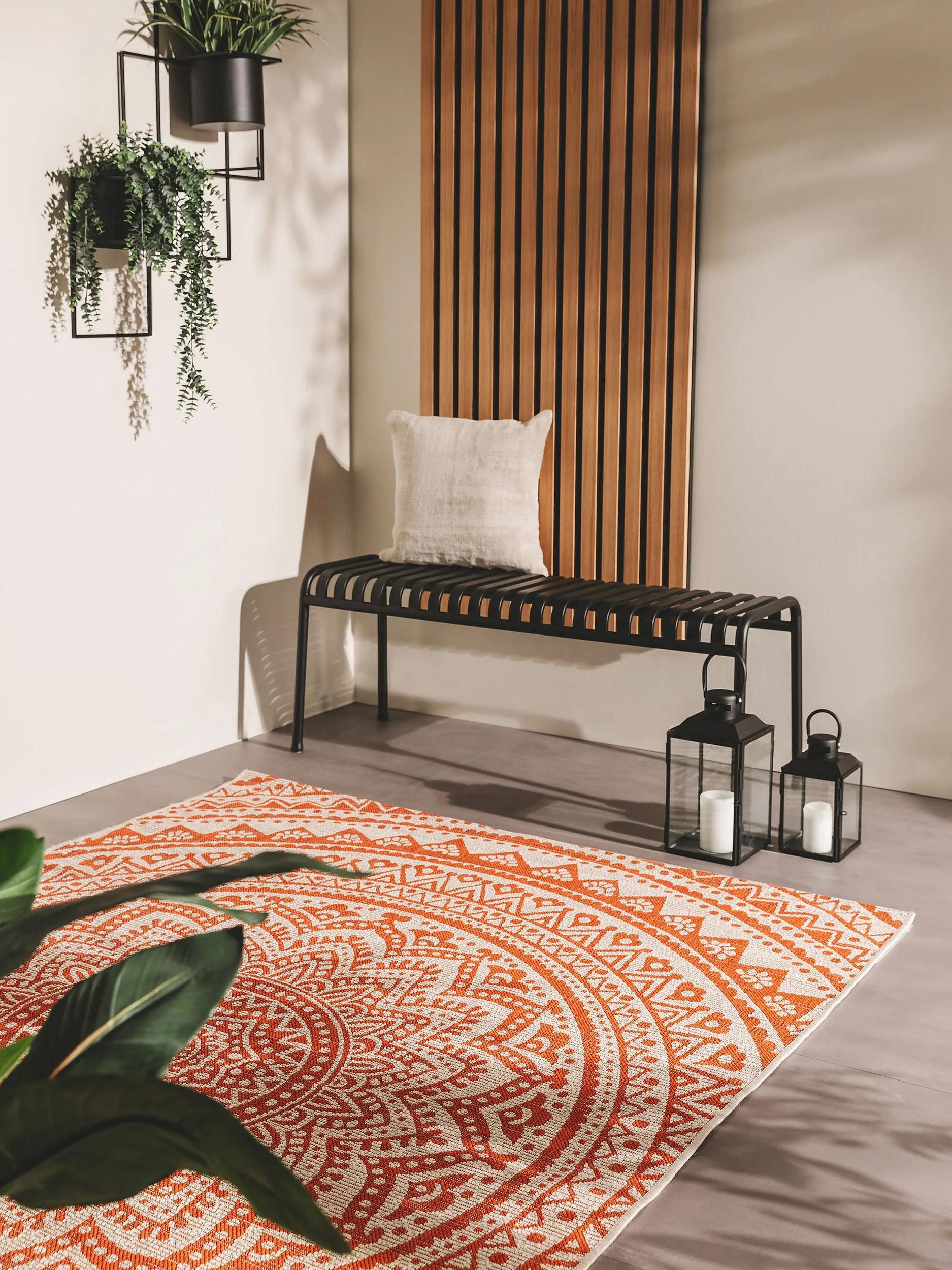 benuta Outdoorteppich Cleo, rechteckig, Höhe: 5 mm, Teppich Wohnzimmer, Schlafzimmer, Esszimmer, Flur, Kunstfaser, Cozy