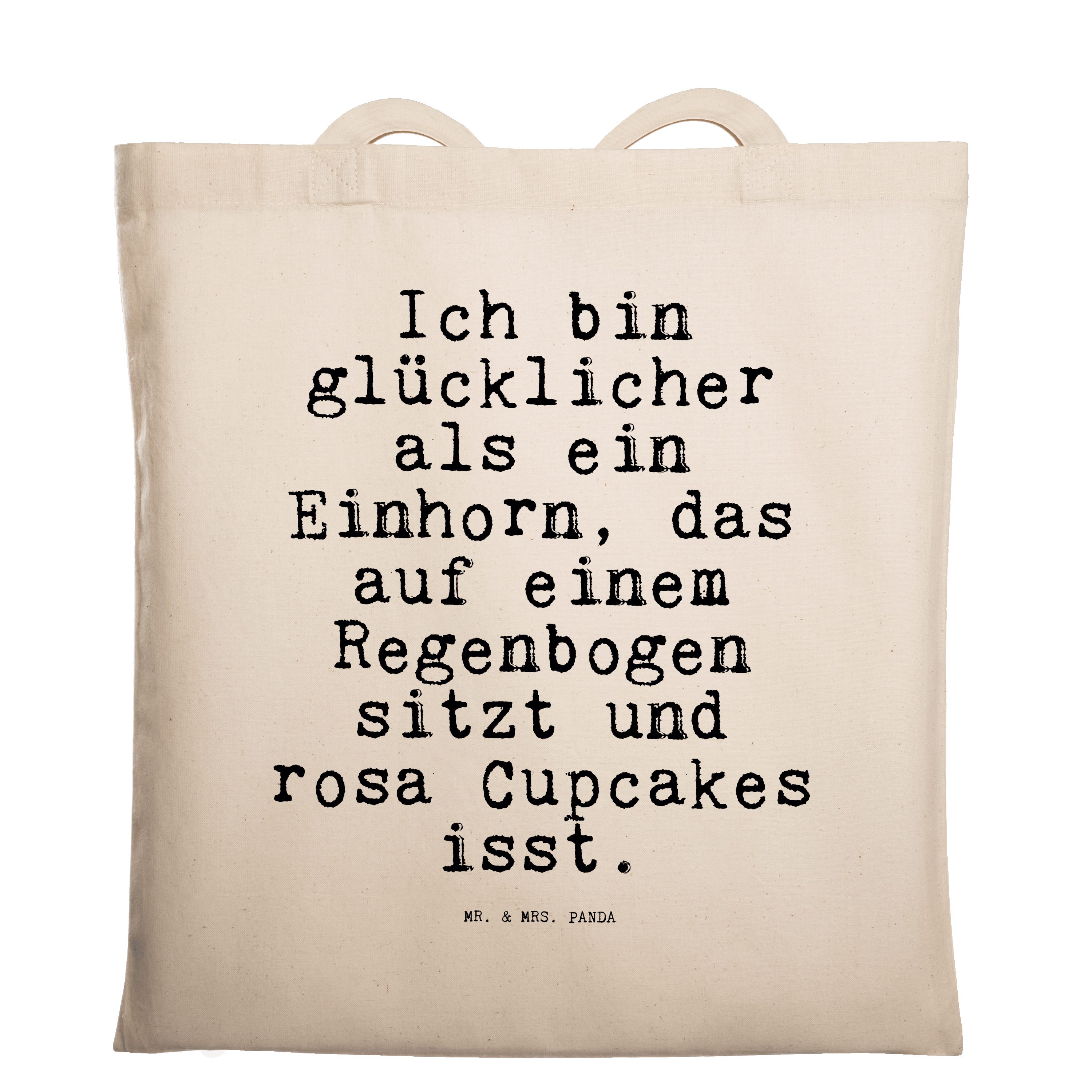 Transparent Einhorn, - Ich Mrs. Panda - Geschenk, Mr. glücklicher als... (1-tlg) bin & Tragetasche Stoffbe