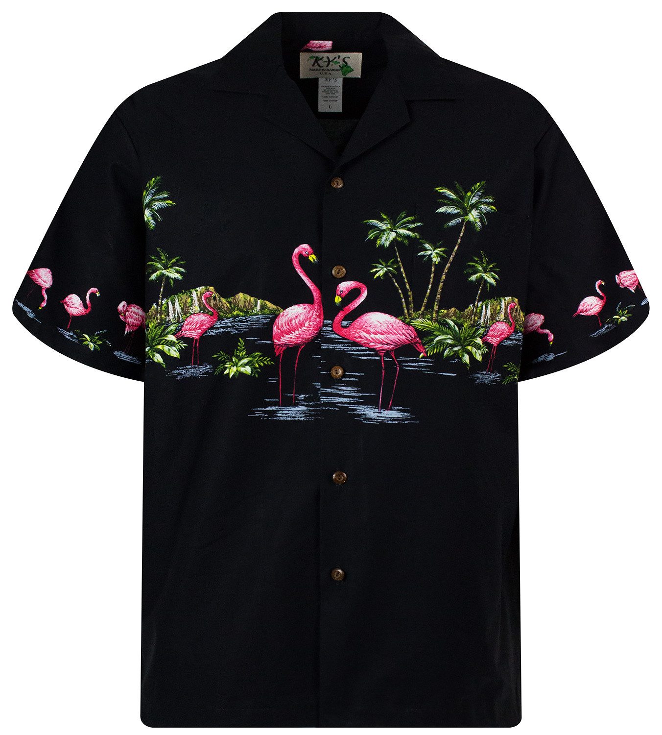 KY's Hawaiihemd Flamingo Brustdruck Original Hawaiihemd günstig online kaufen
