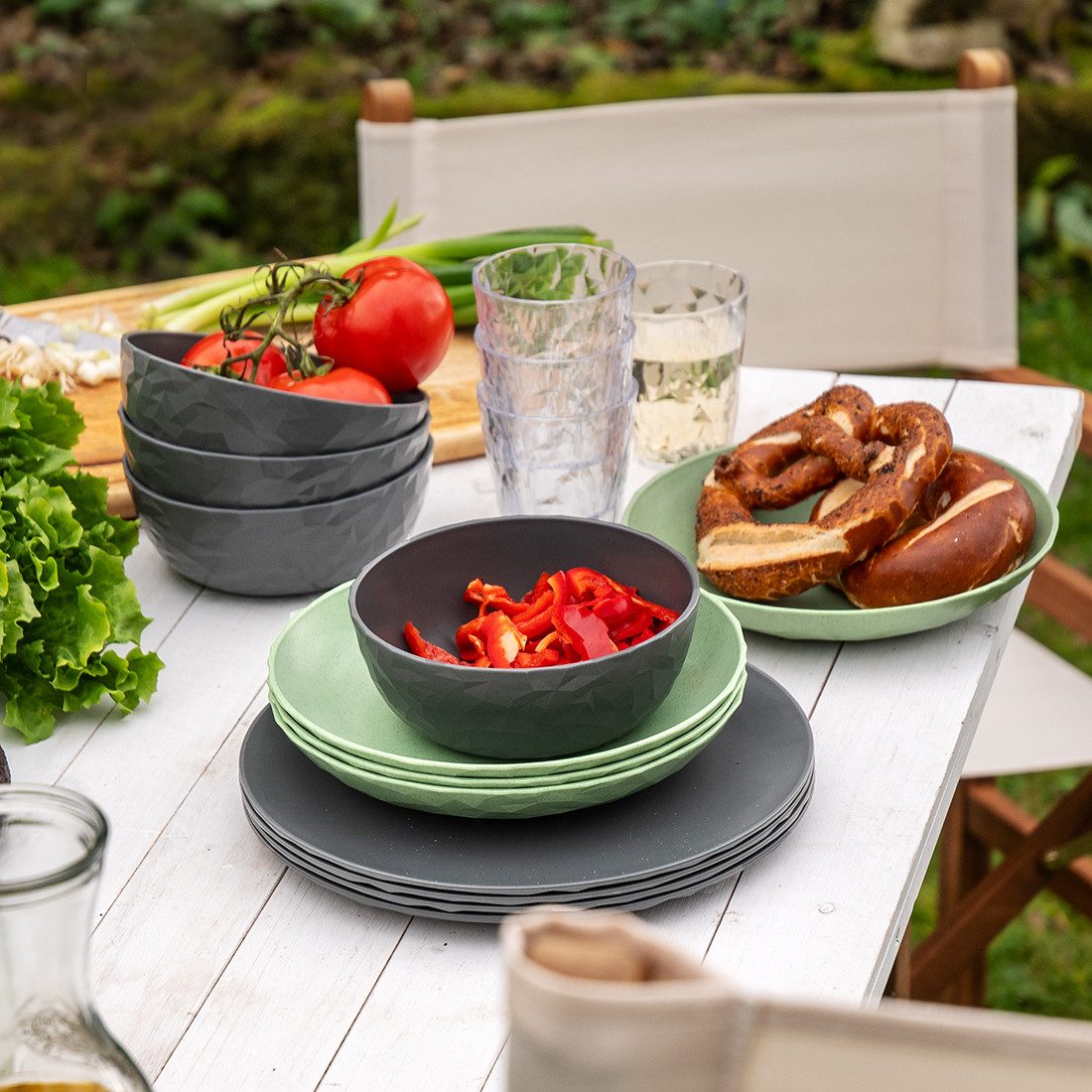 KOZIOL Speiseteller CLUB PLATE, Teller Set, 4-tlg., spülmaschinengeeignet, melaminfrei, 220 mm