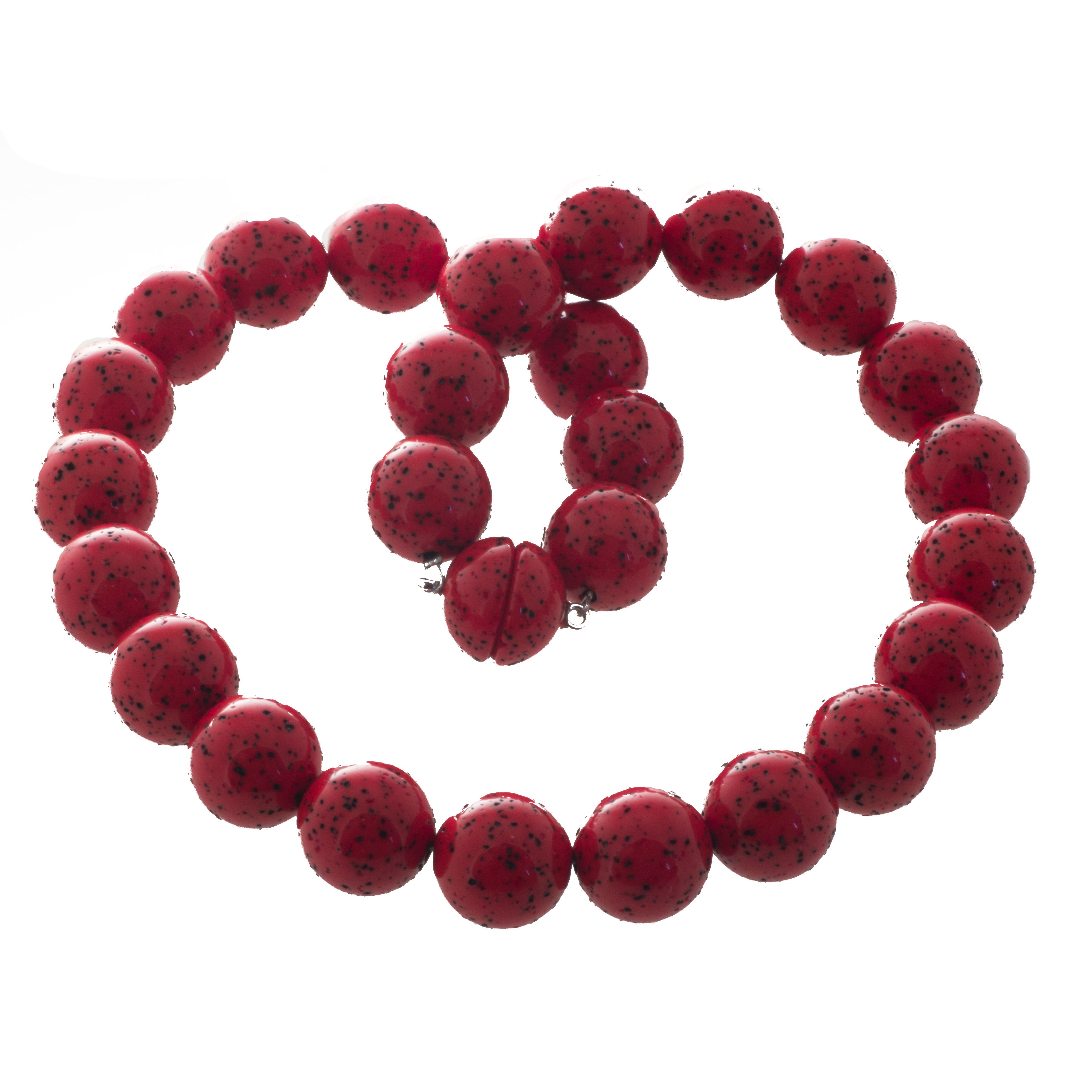 Perlenkette Polaris Perlen Kette rot schwarz 18 mm