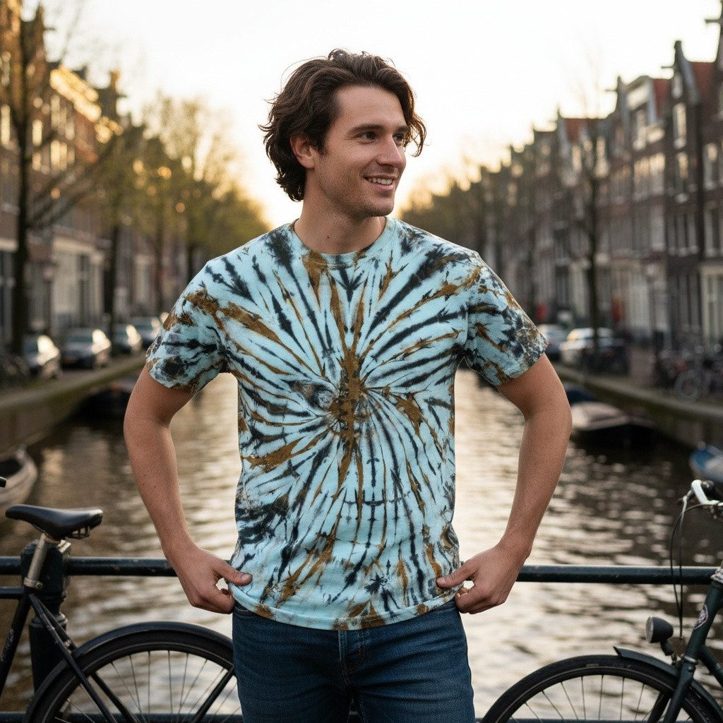 Guru-Shop T-Shirt Batik T Shirt, Herren Kurzarm Tie Dye Shirt -.. Festival, günstig online kaufen