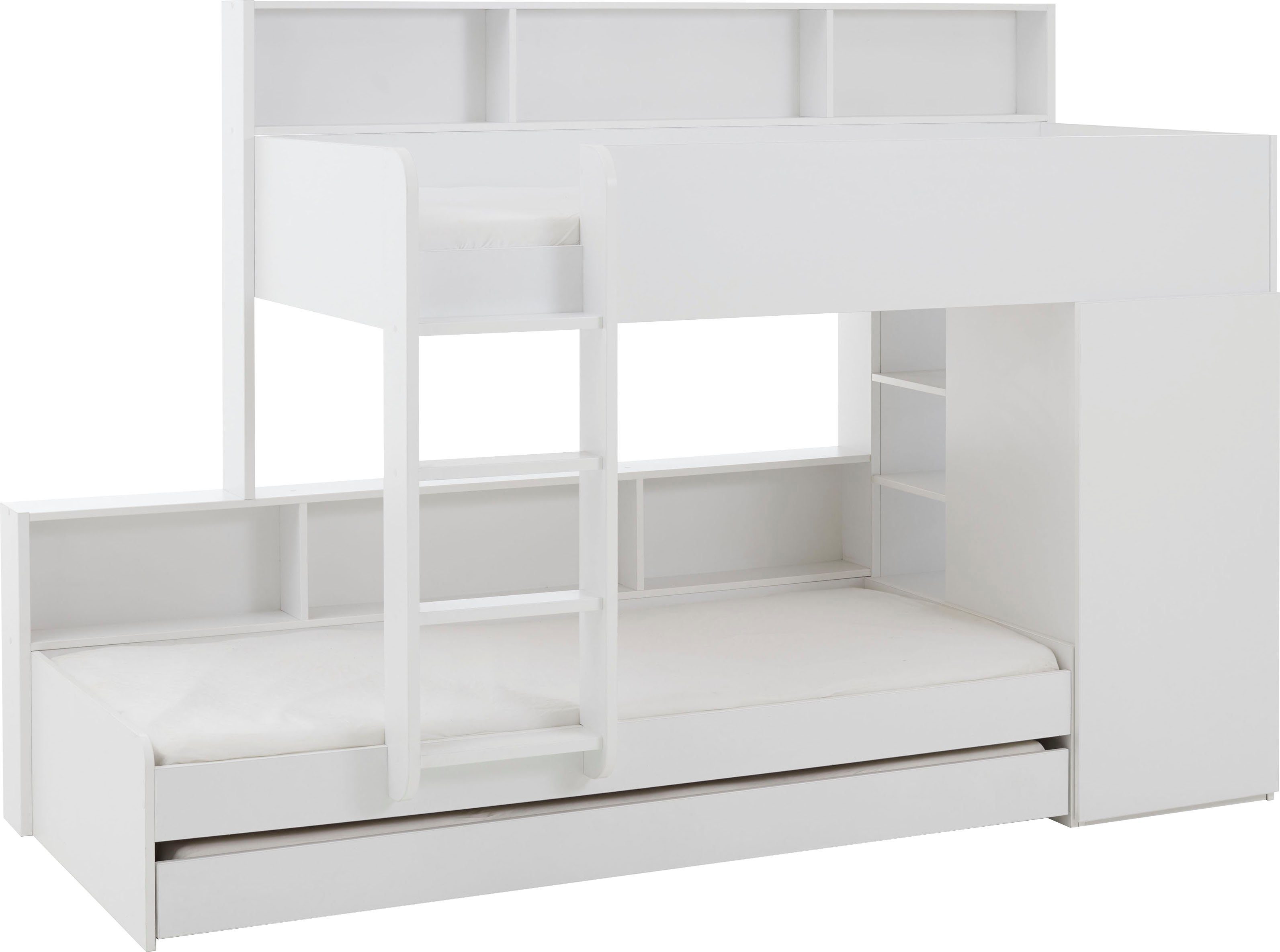 Relita Etagenbett, 2 Schlafgelegenheiten, Kleiderschrank, Regalablagen u. Bettschublade
