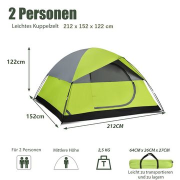 COSTWAY Kuppelzelt Campingzelt, Personen: 2, Doppelschicht, mit Regenverdeck