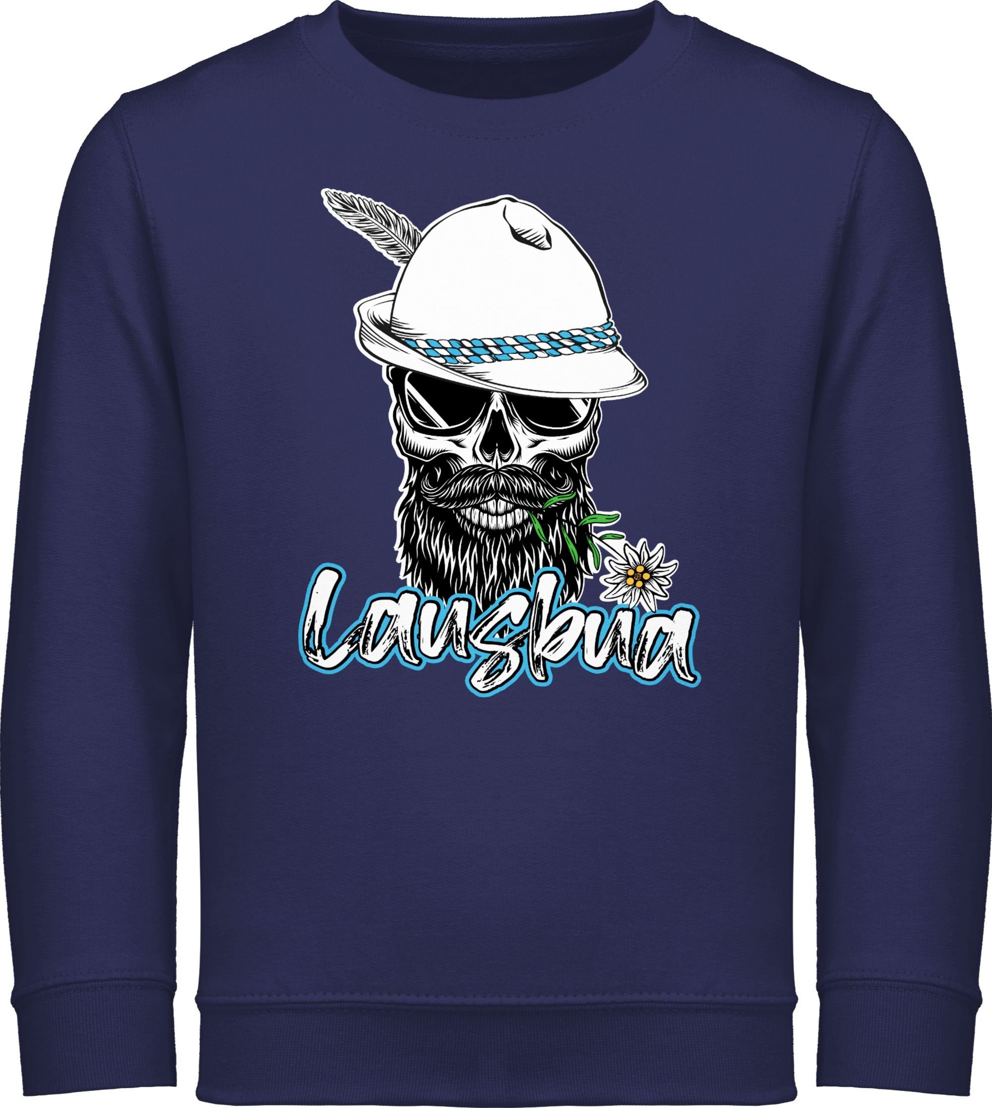 Shirtracer Sweatshirt Lausbua Totenkopf Skull Bayrisch Lausbub Schlingel Mode für Oktoberfest Kinder Outfit 1 Navy Blau