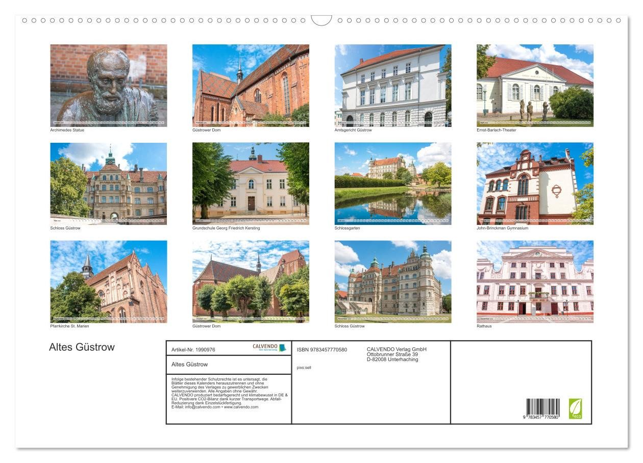 Thumbnail - CALVENDO Wandkalender Altes Güstrow (Wandkalender 2026 DIN A2 quer), CALVENDO Monatskalender