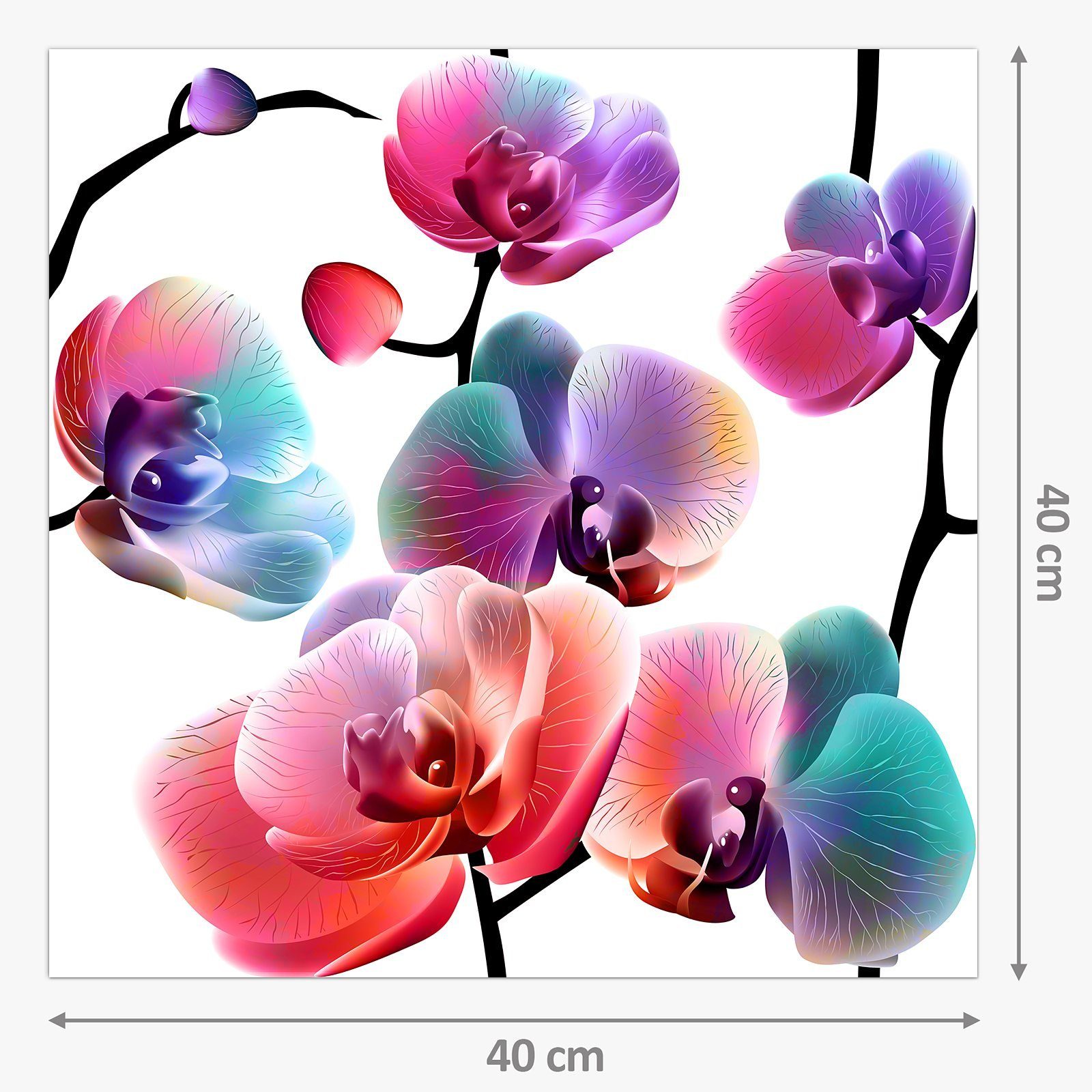 Orchideenmuster Motiv Spritzschutz Küchenrückwand Glas Primedeco mit Küchenrückwand