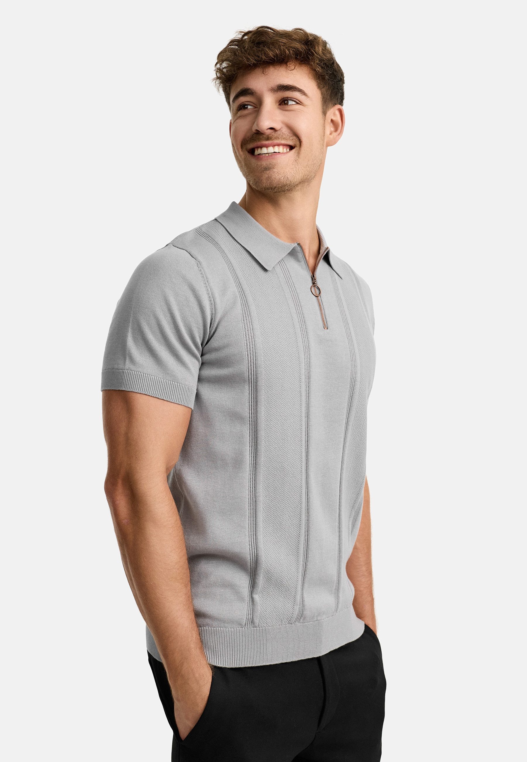 Indicode Poloshirt Herren INSago Polo Shirt Herrenshirt Kurzarm-Poloshirt mit Reißverschluss
