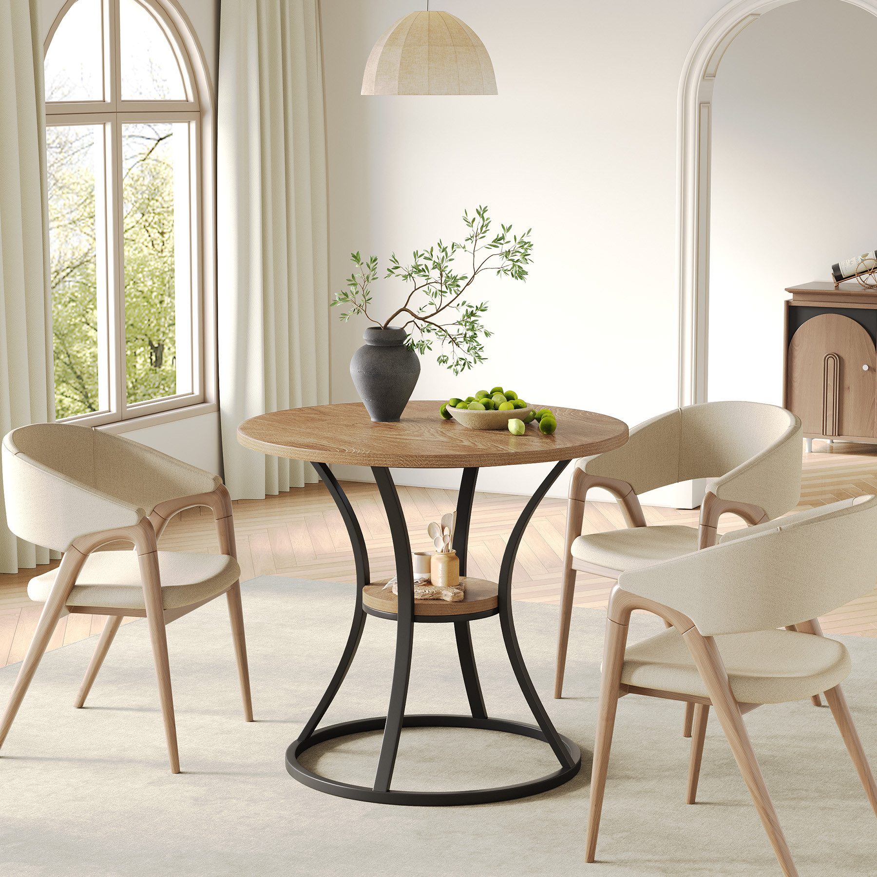 Tribesigns Esstisch Esstisch 80 cm Kleine Runder Tisch holz für Esszimmer Wohnzimmer