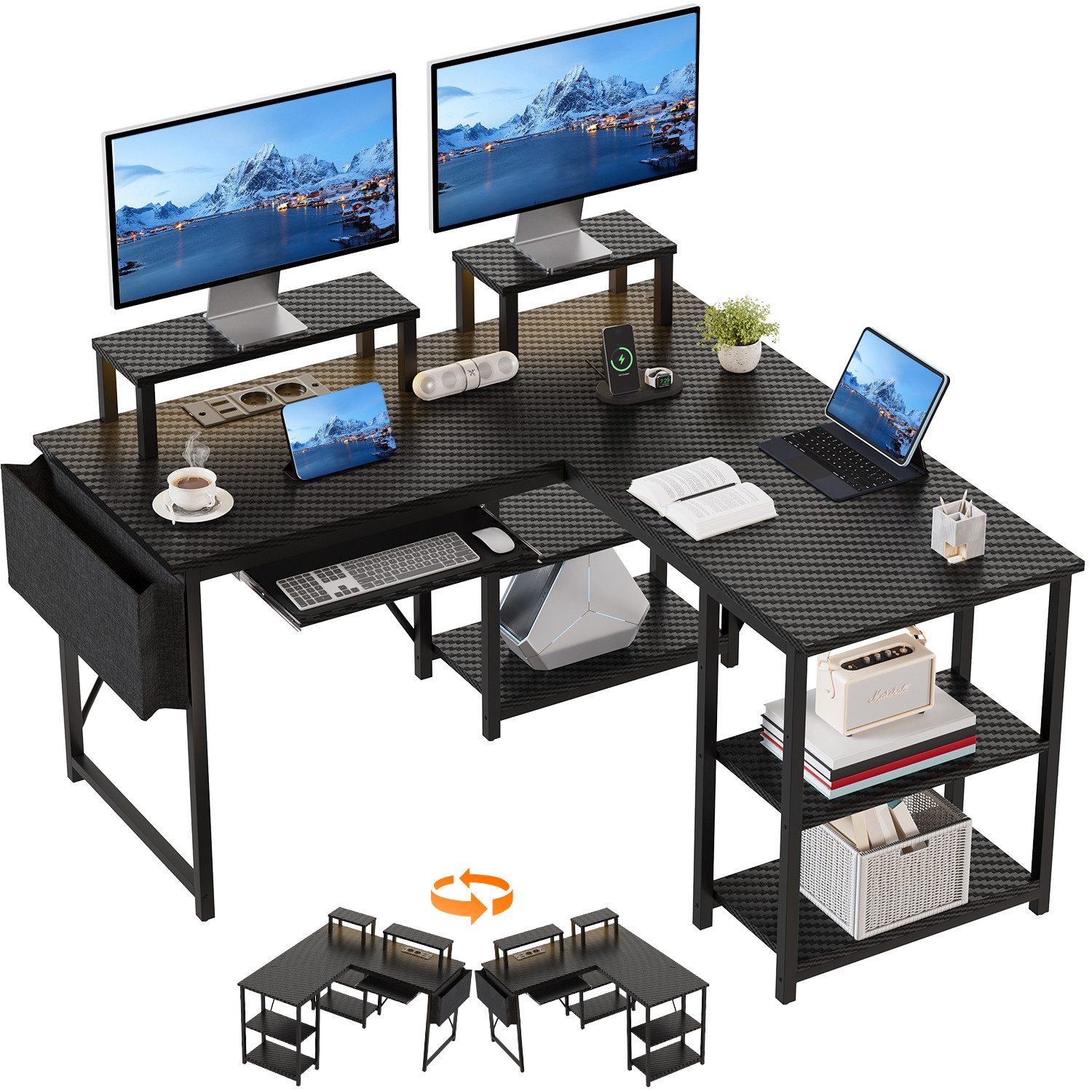 HOMALL Eckschreibtisch Gamingtisch 140×140cm Schreibtisch mit günstig online kaufen