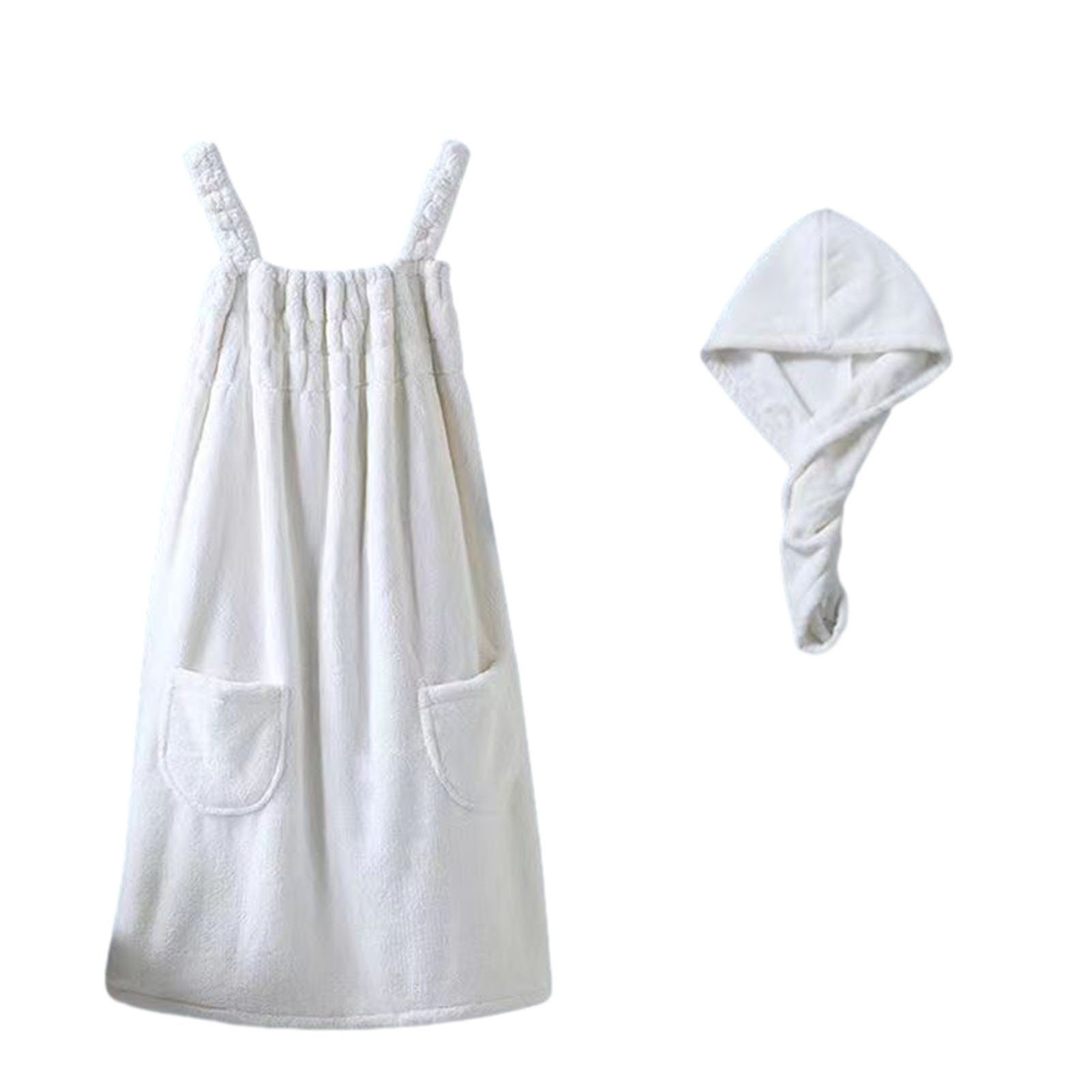 Blusmart Bademantel Schöner Sling-Baderock-Pyjama Für Damen, Leichtes, Extra white skirt with cap