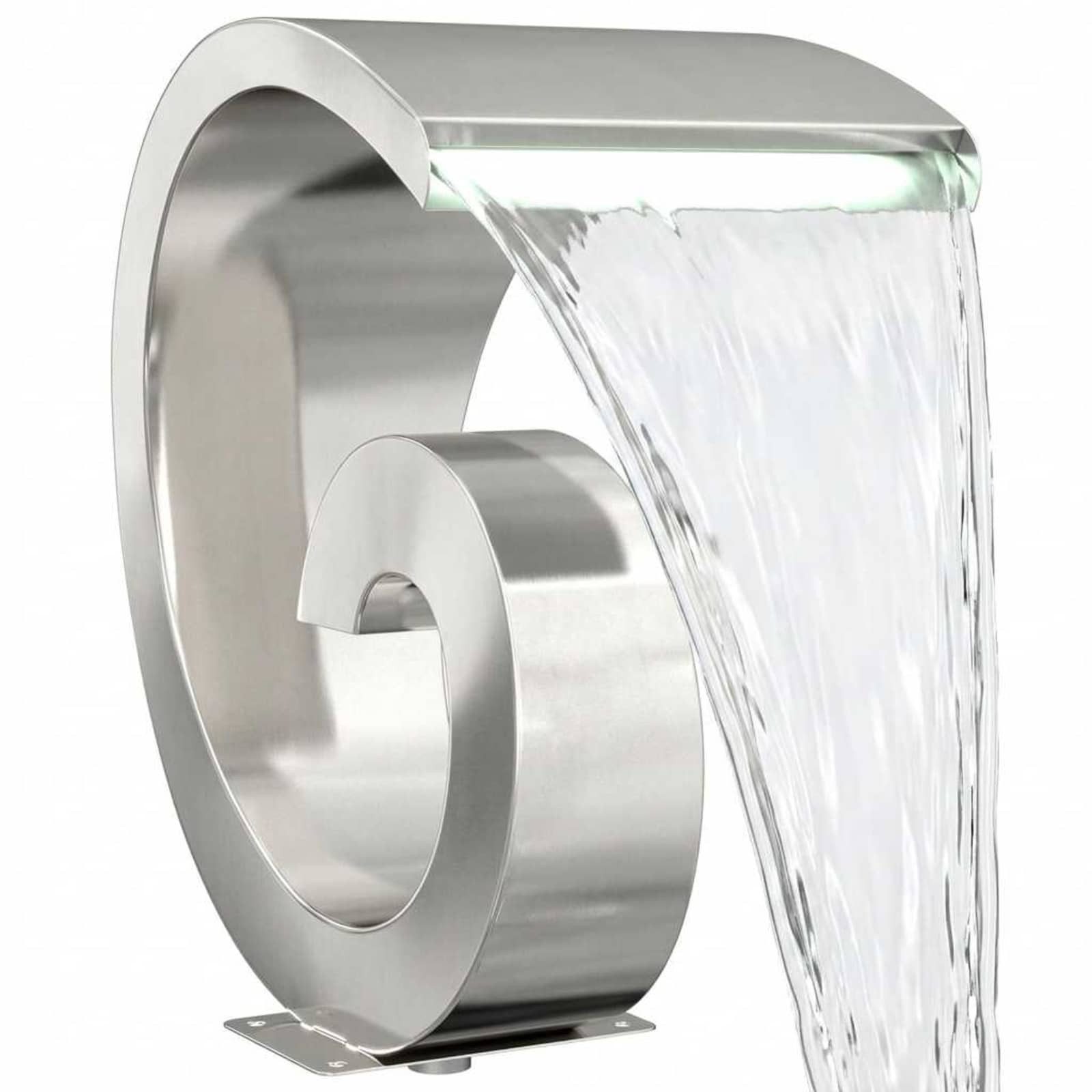 vidaXL Wasserfall Pool-Wasserfall mit LED Edelstahl 304 50 x 30 x 53 cm Silber, (1 tlg)