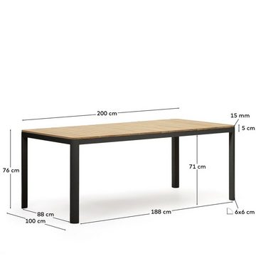 Natur24 Esstisch Gartentisch Bona 200 x 100 x 76 cm Teakholz und Aluminium Esstisch