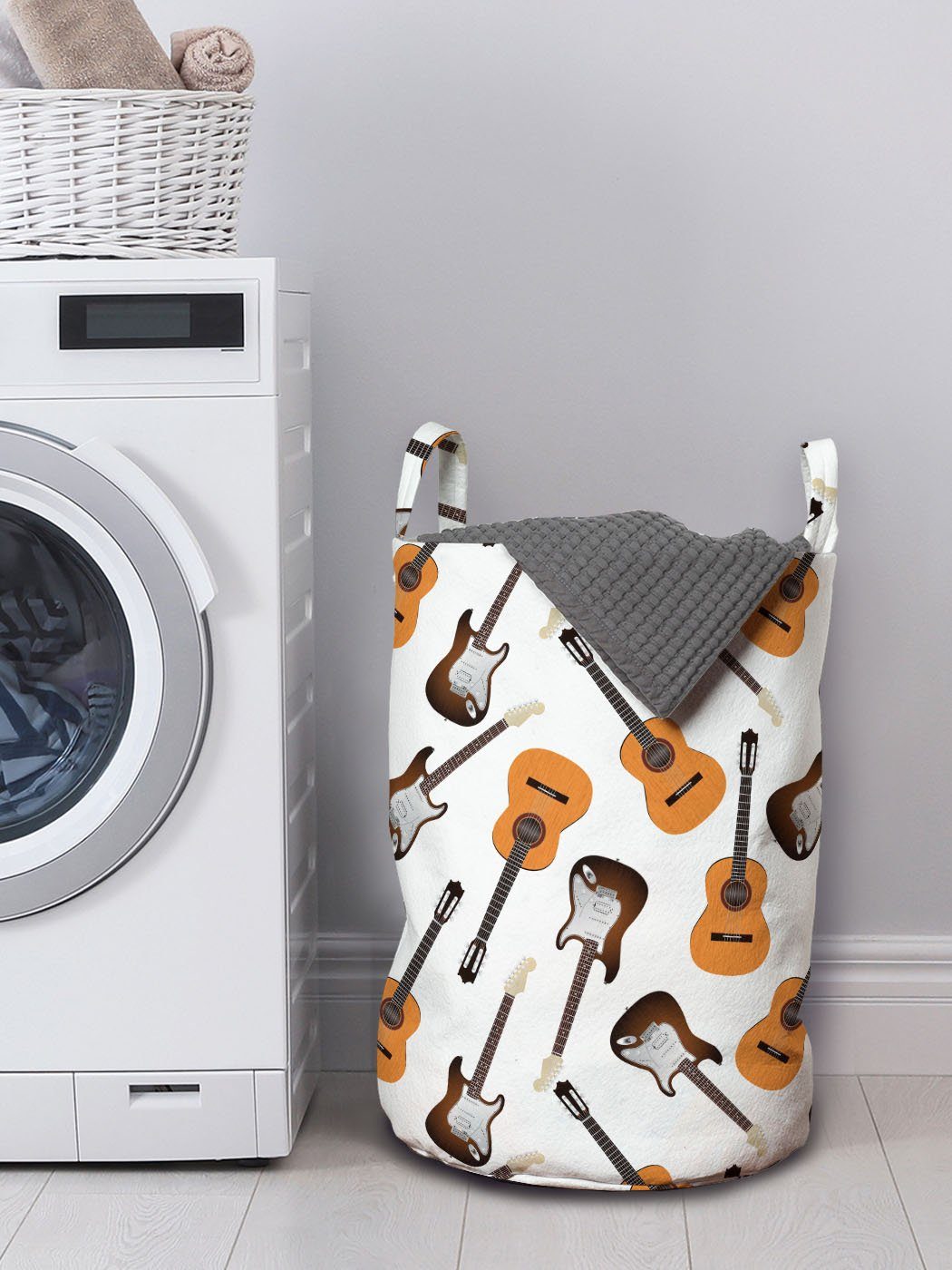 Abakuhaus Wäschesäckchen Wäschekorb mit Griffen Waschsalons, realistische für Instrumente Gitarre Kordelzugverschluss