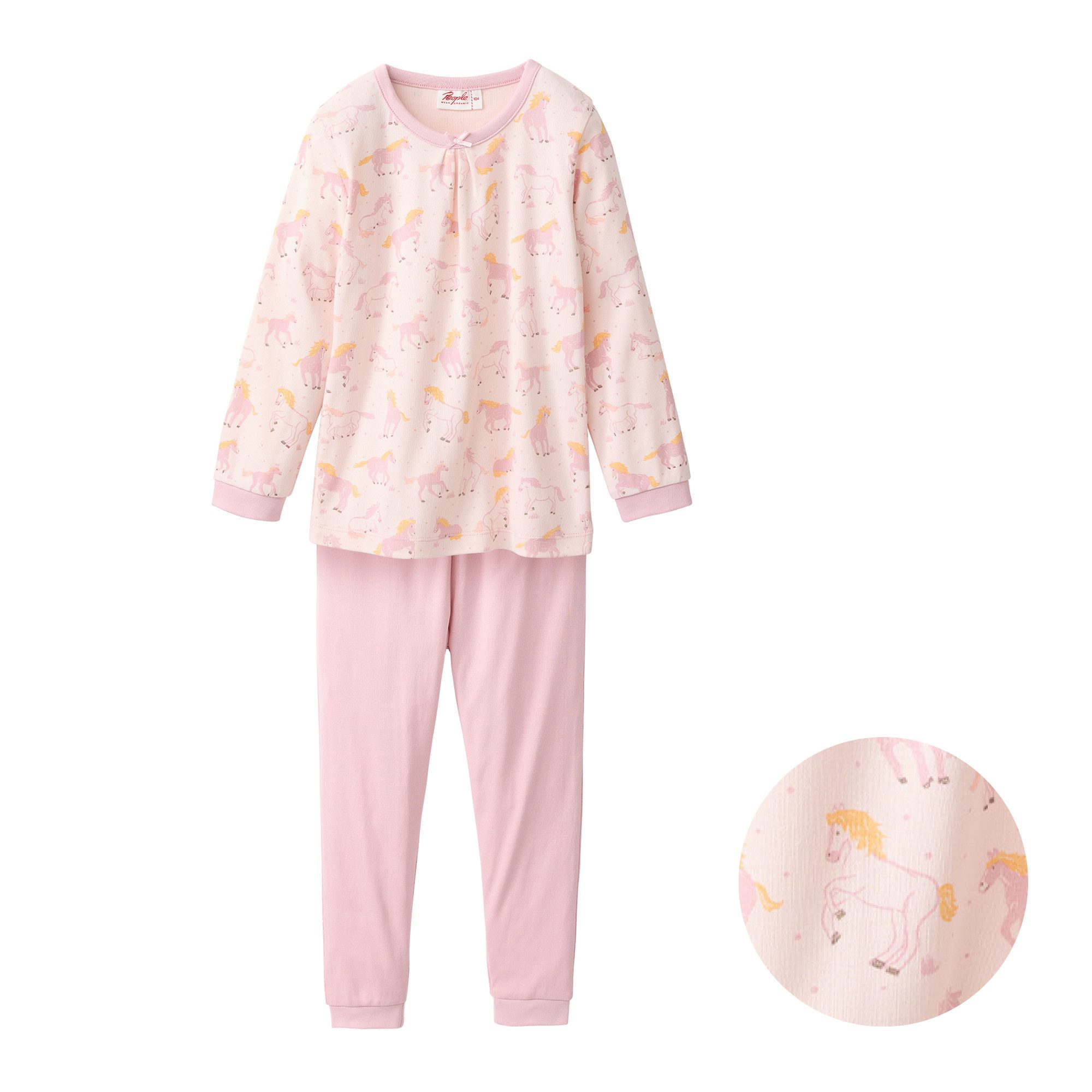 People Wear Organic Pyjama Set aus Bio-Baumwolle mit Pferdemotiv GOTS zertifiziert