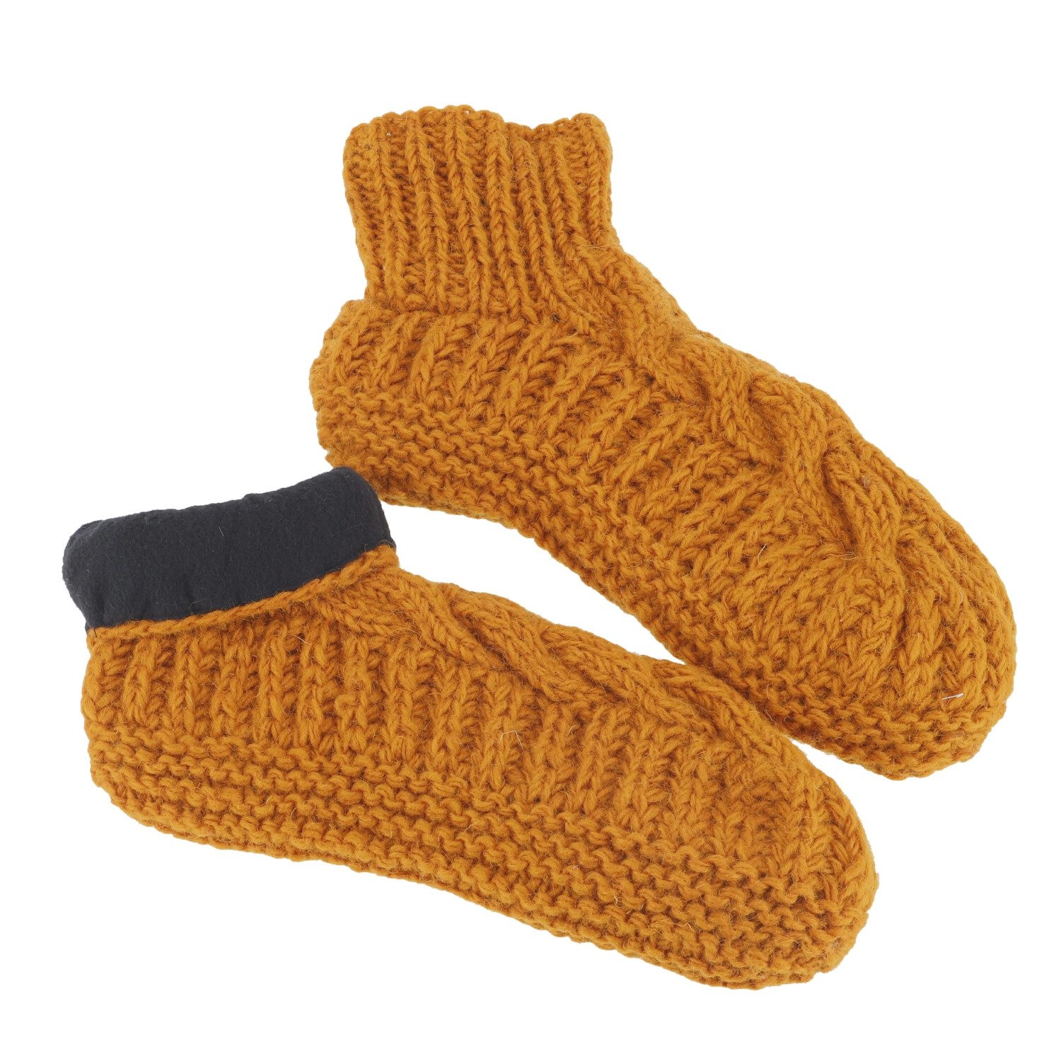 Guru-Shop Haussocken Wollhausschuhe, handgestrickte Hüttenschuhe,..