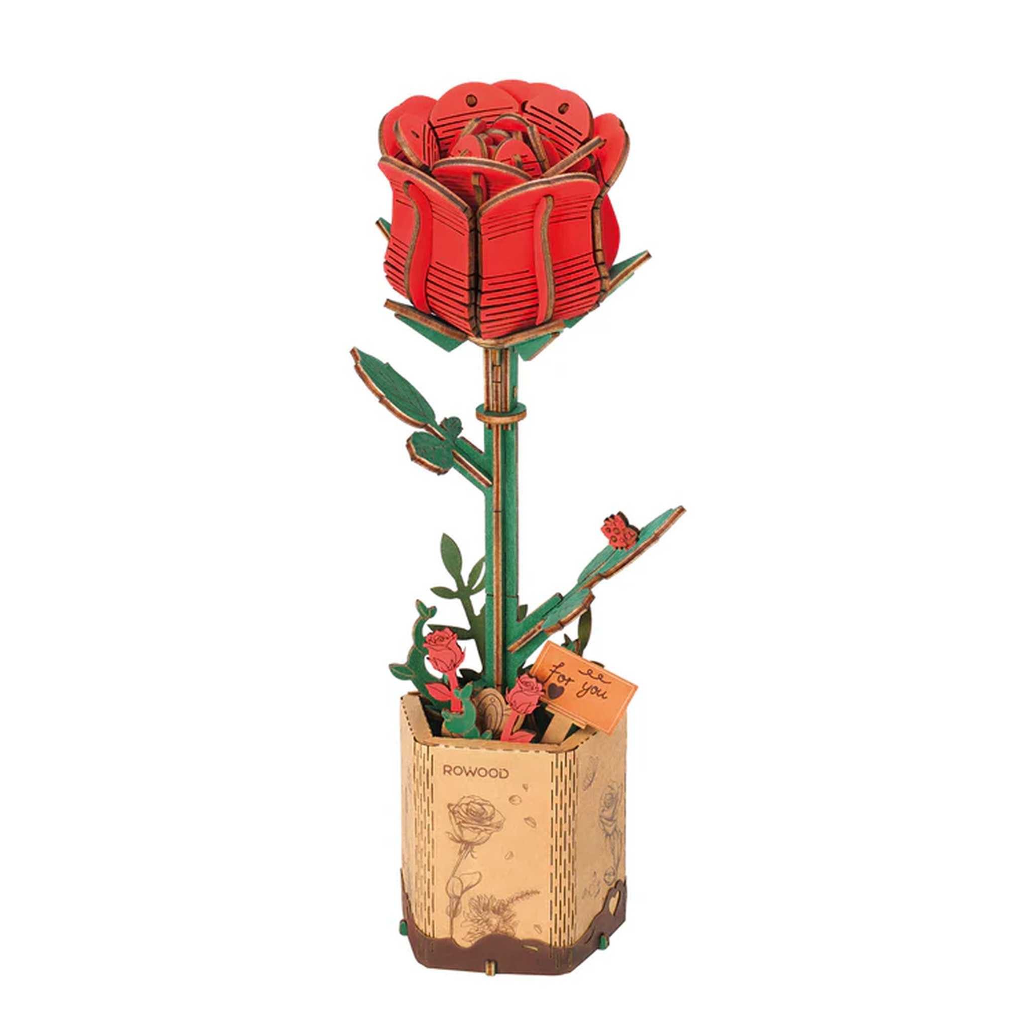 Robotime 3D-Puzzle TW042 - Rote Rose (Rowood), Puzzleteile günstig online kaufen