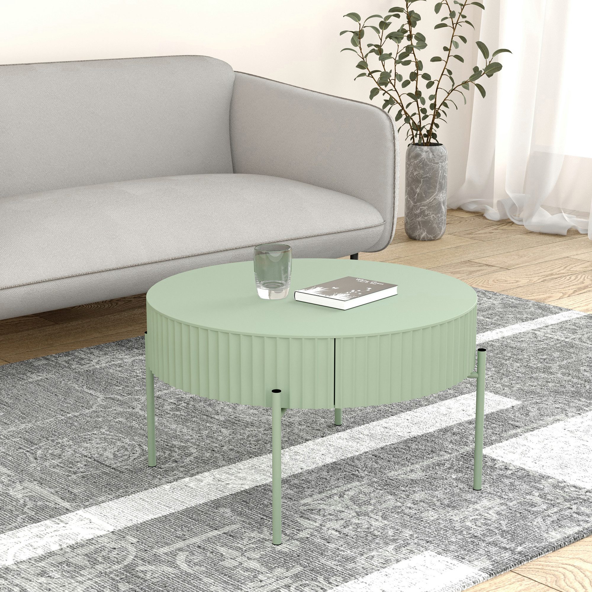 en.casa Couchtisch, »Rill« mit Schublade rund günstig online kaufen
