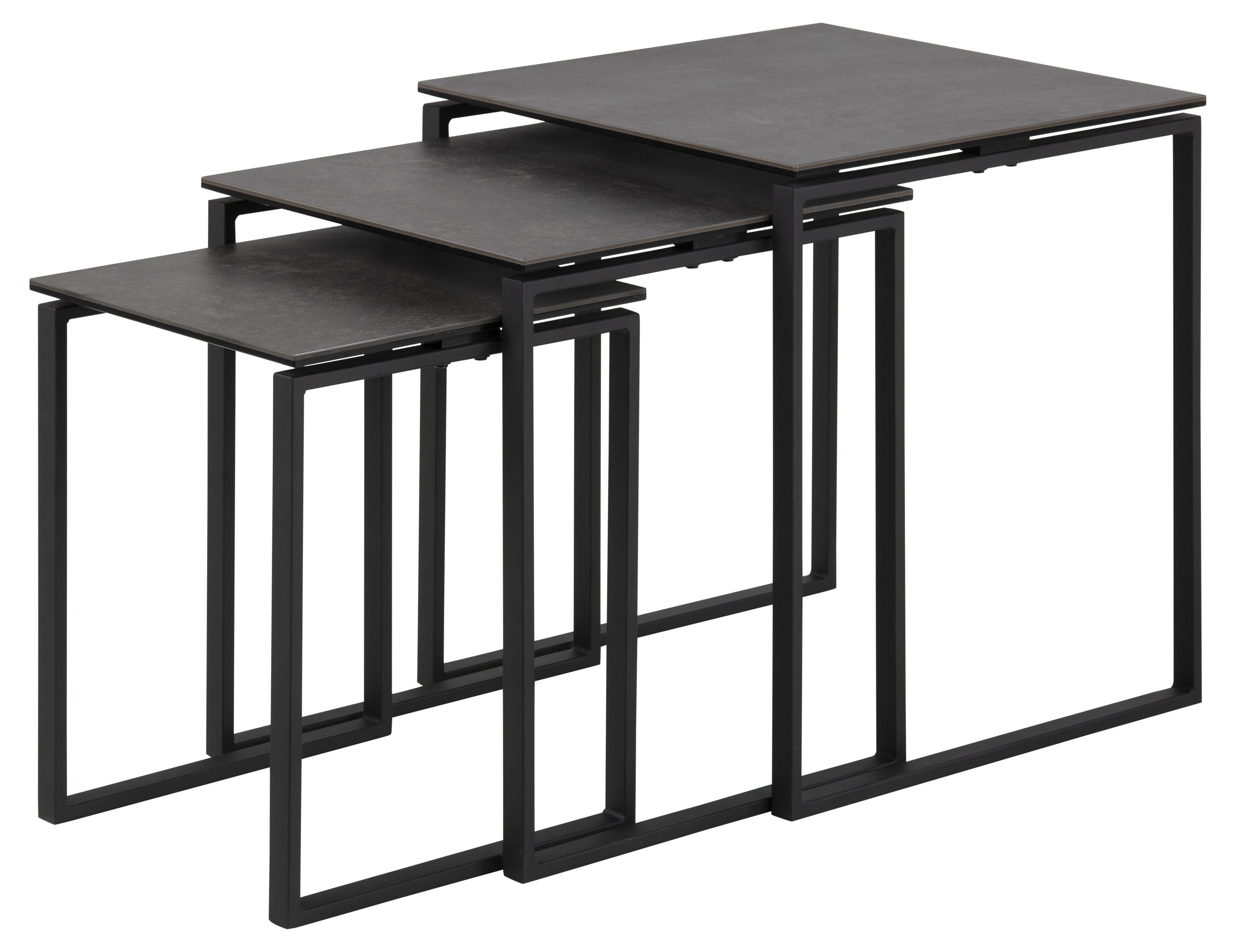 ACTONA GROUP Satztisch (3-teilig) in schwarz - 50x55x50 (BxHxT) (3-teilig, Einzelmaße: 50x50x55 cm, 43x43x50 cm, 36x36x45 cm)