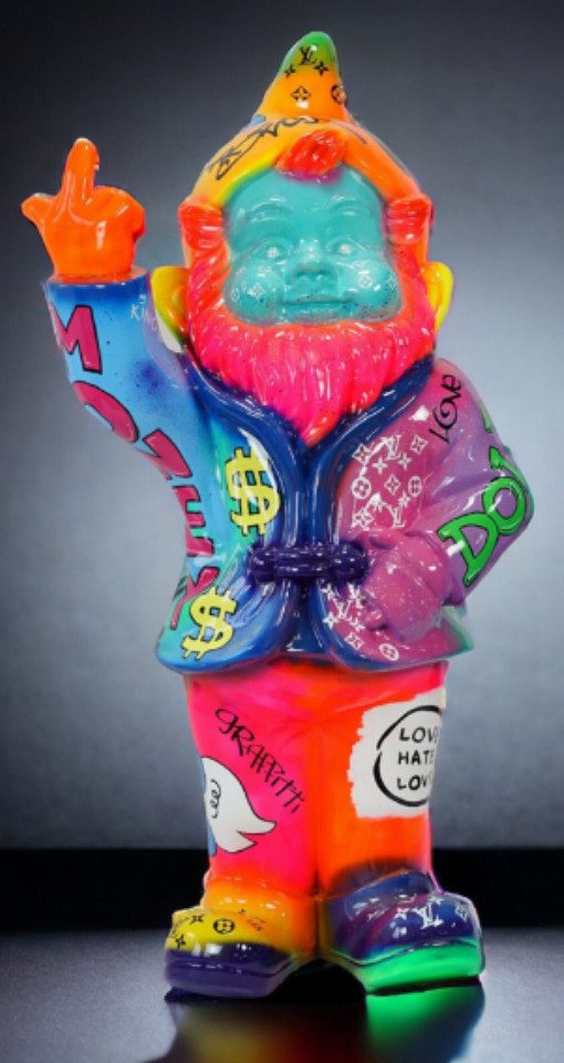 Dekofigur Zwerg Stinkefinger Pop Art
